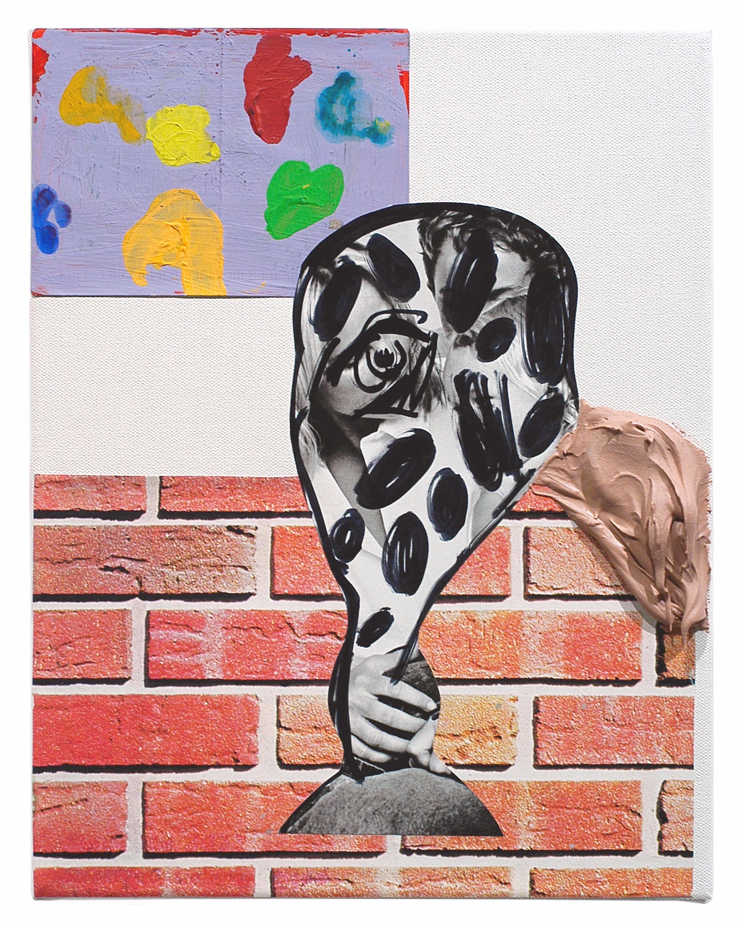  Drew Beattie  Problem About a Child &nbsp; 2005 acrylic, bondo, collage, permanent marker and paper on canvas&nbsp; 11 x 14 inches 