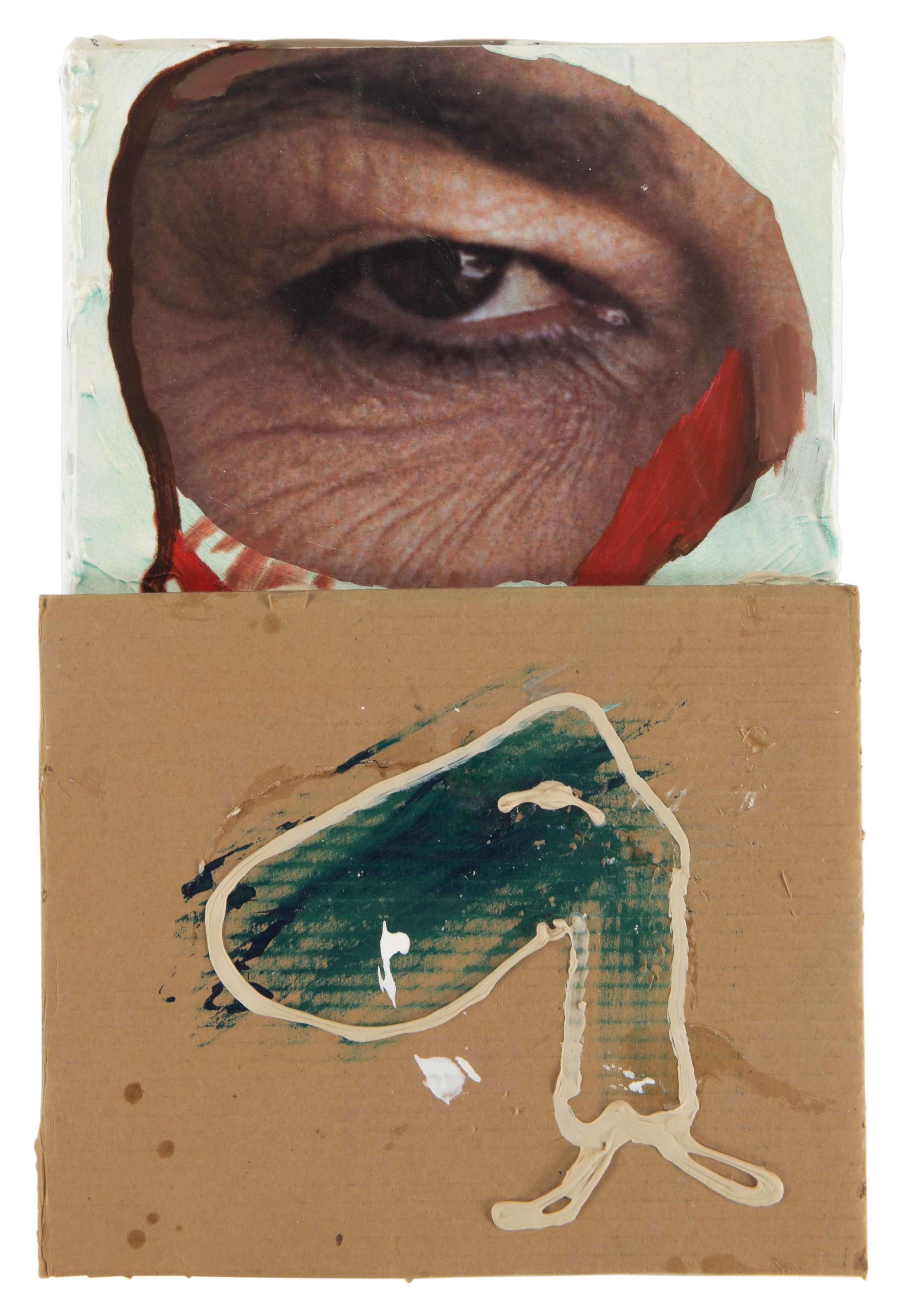  Drew Beattie  Sergeant Sergeant &nbsp; 2010 acrylic, liquid nails, collage and cardboard on canvas 17½ x 11¾ inches 