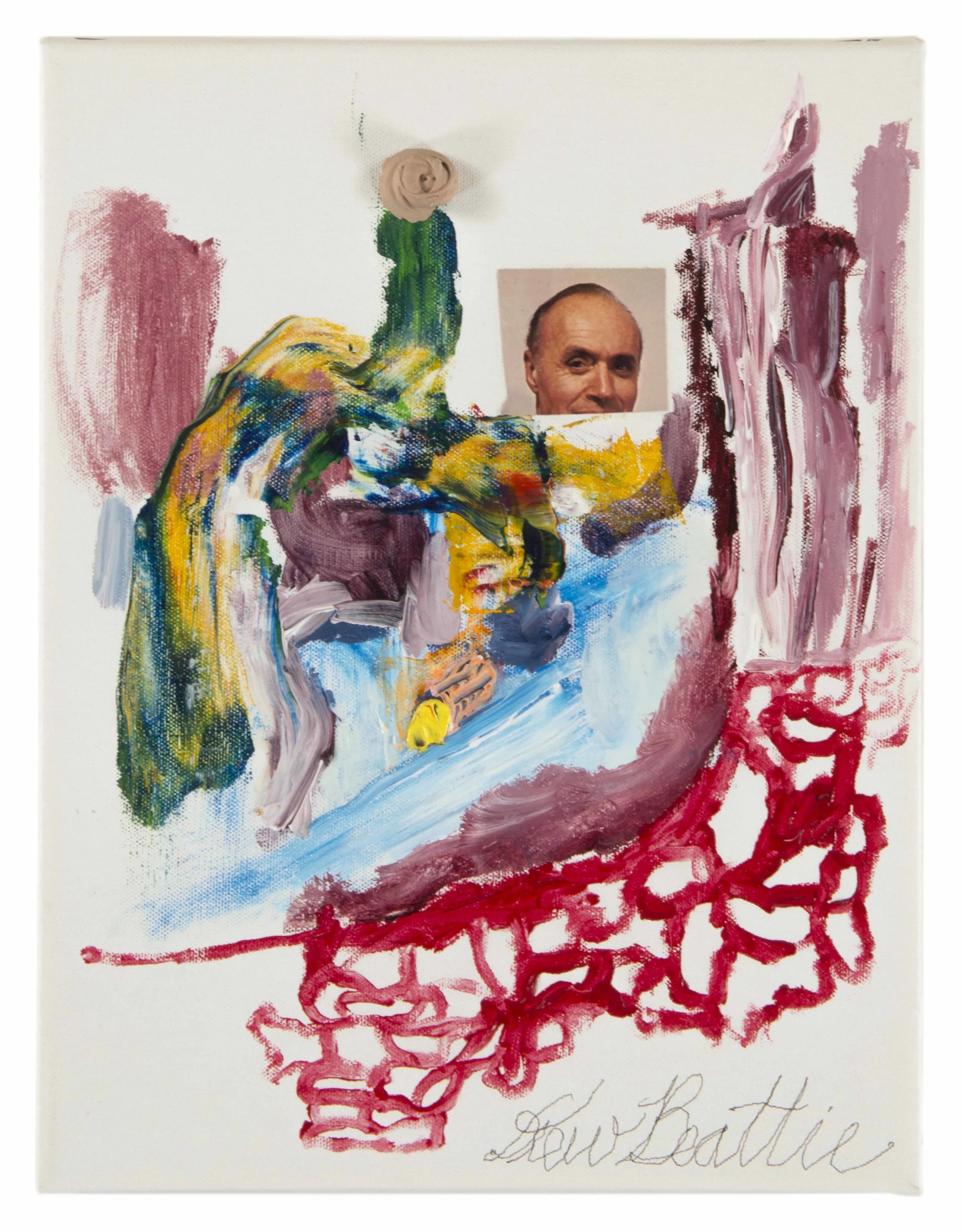 Drew Beattie Frenchie 2012 acrylic and collage on canvas 14 x 12 inches