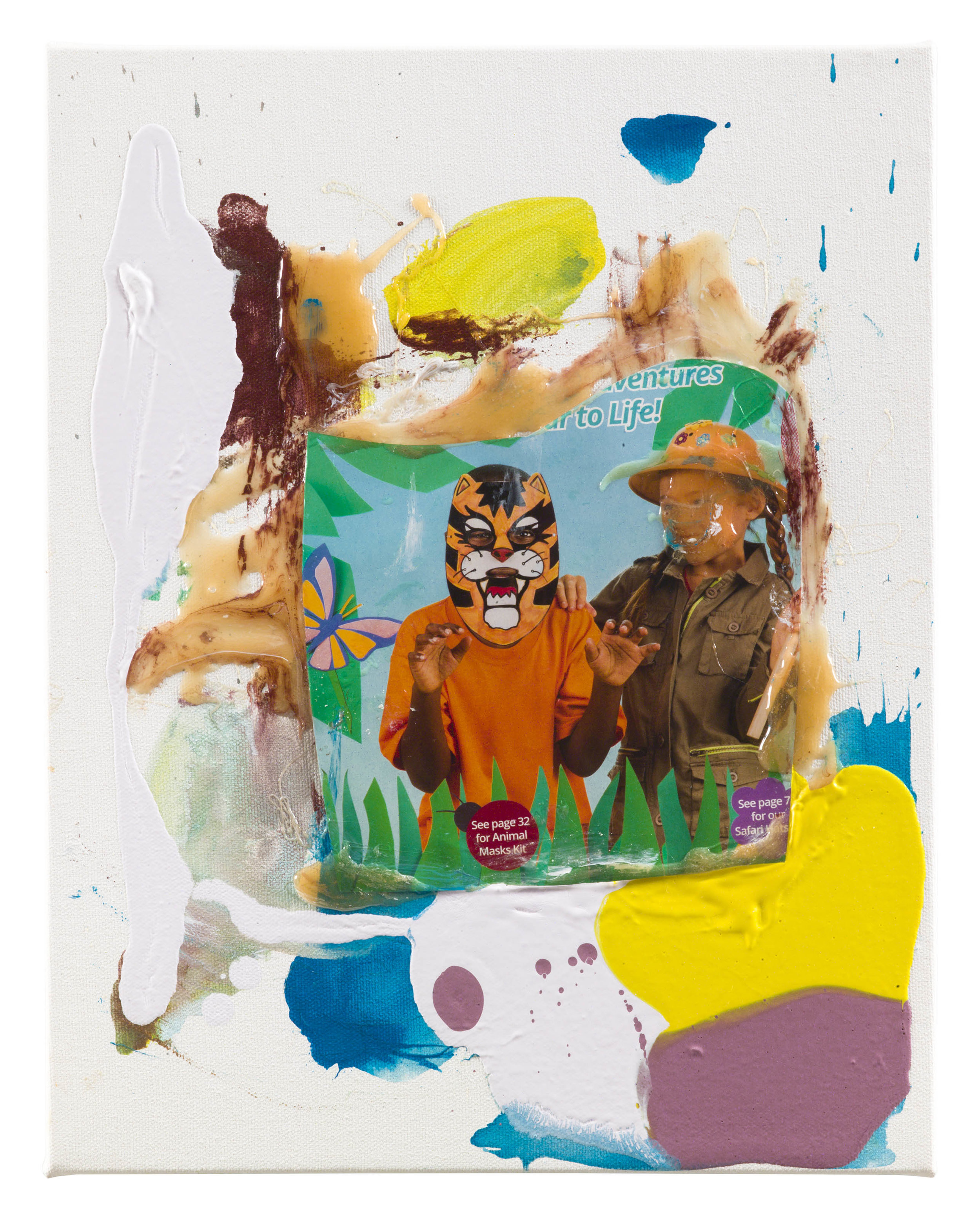  Drew Beattie  Girl with Tiger   2018 acrylic, resin and collage on canvas 14 x 11 inches 