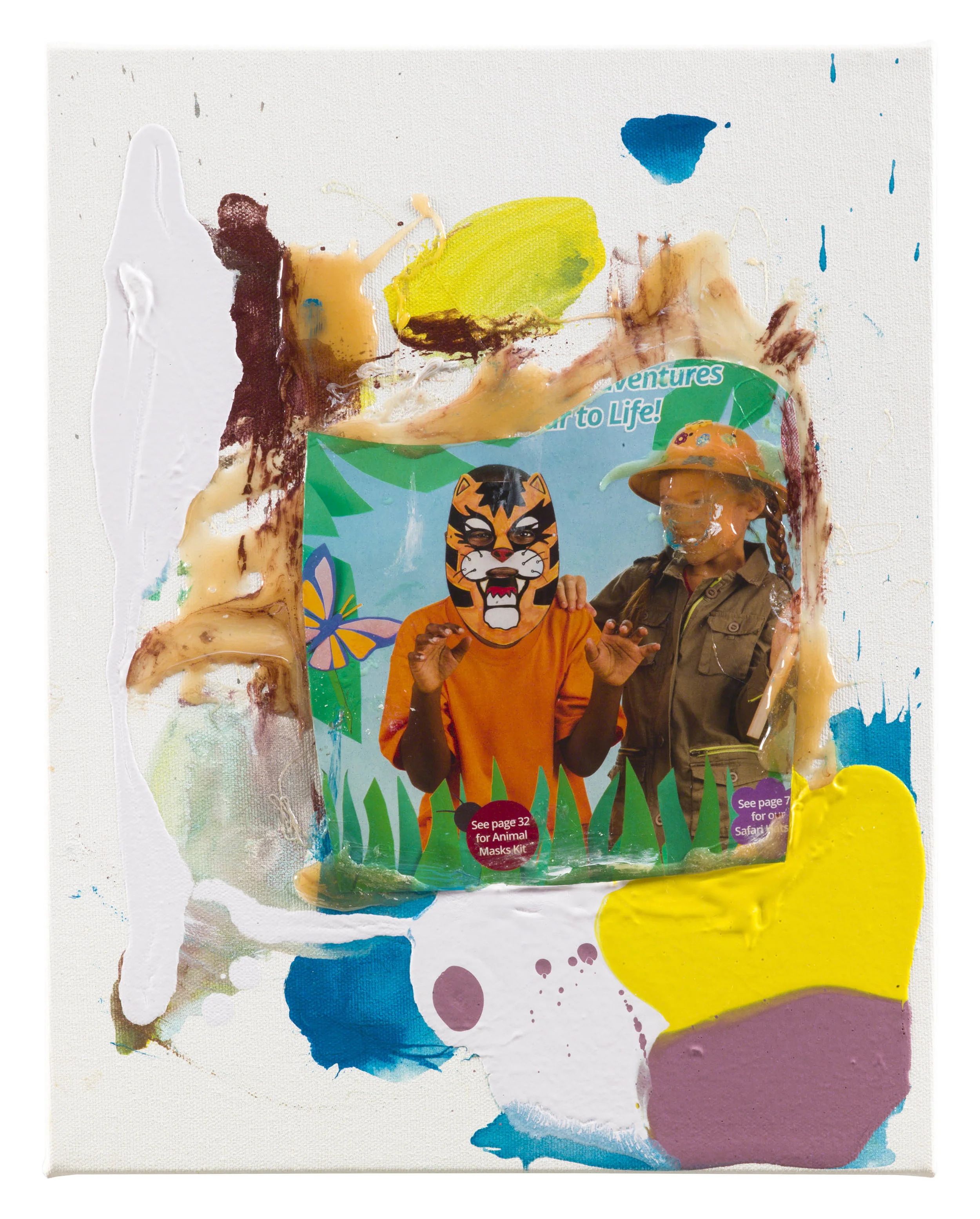 Drew Beattie Girl with Tiger 2018 acrylic, resin and collage on canvas 14 x 11 inches