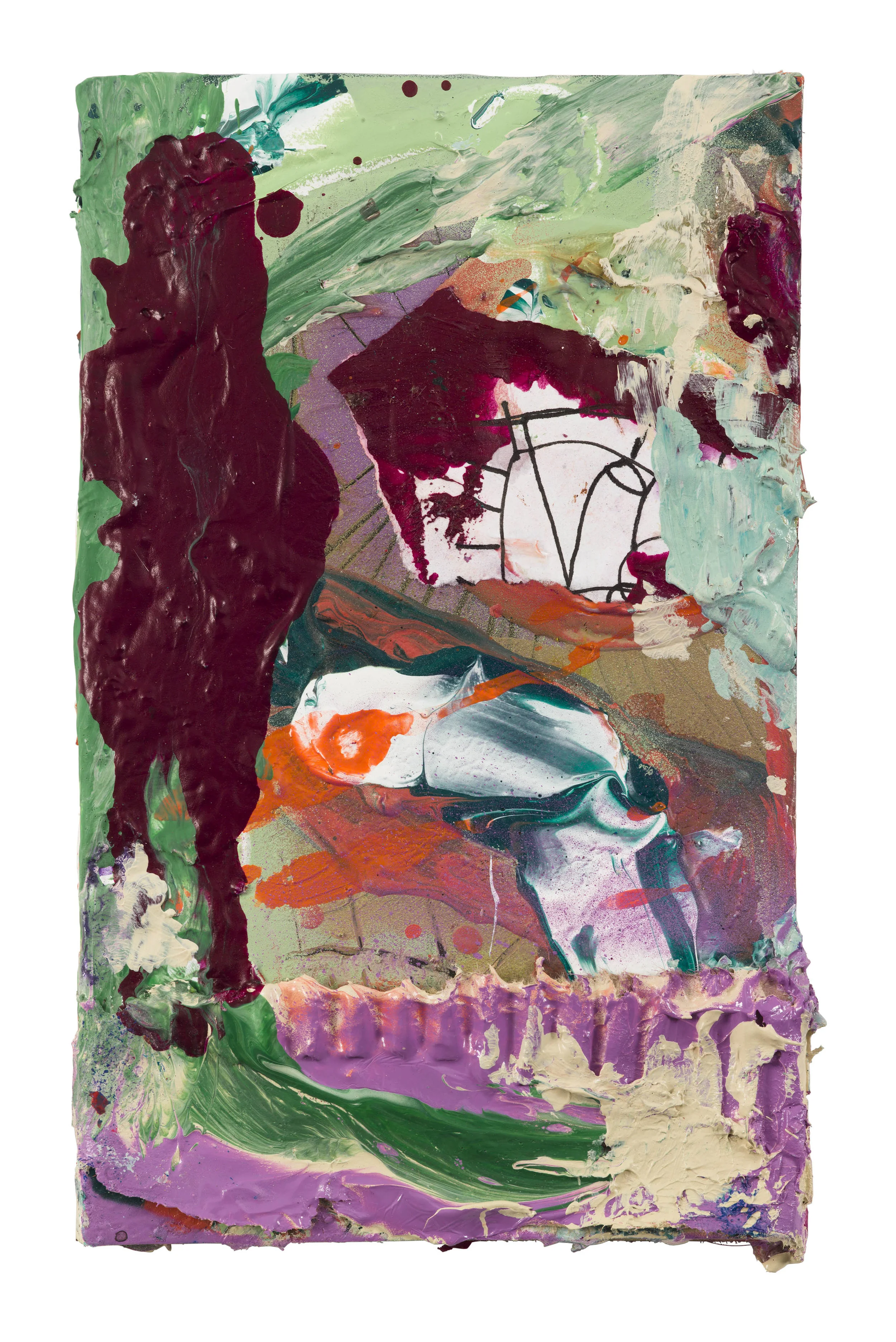 Drew Beattie and Ben Shepard The Bluest Eye 2018 acrylic and collage on used book 7 x 4 3/8 inches