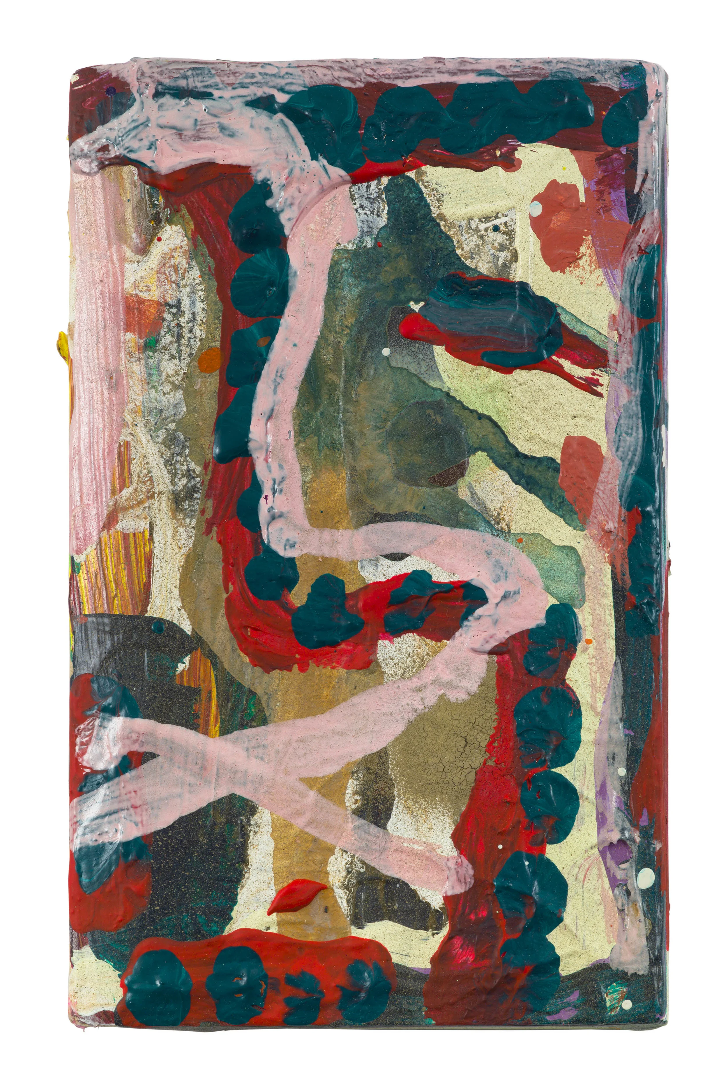 Drew Beattie and Ben Shepard Force of Circumstance 2018 acrylic on used book 7 1/8 x 4 1/2 inches