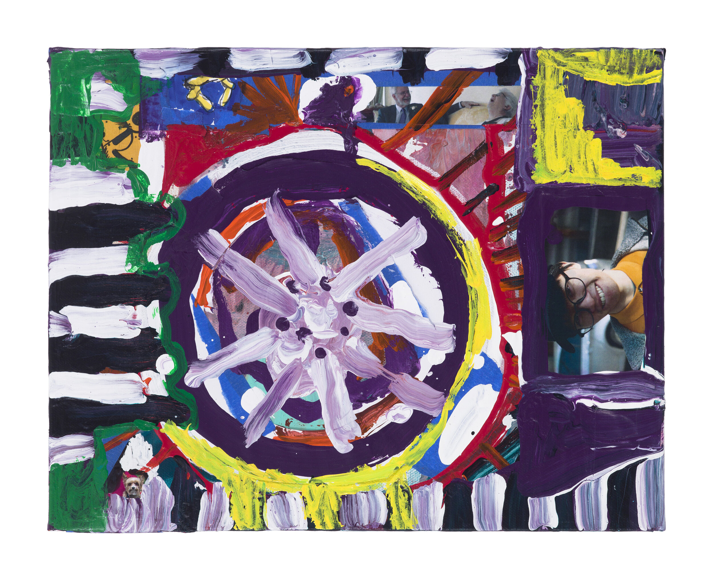  Drew Beattie and Ben Shepard  Job and the Wheel   2019   acrylic and collage on canvas 11 x 14 inches 