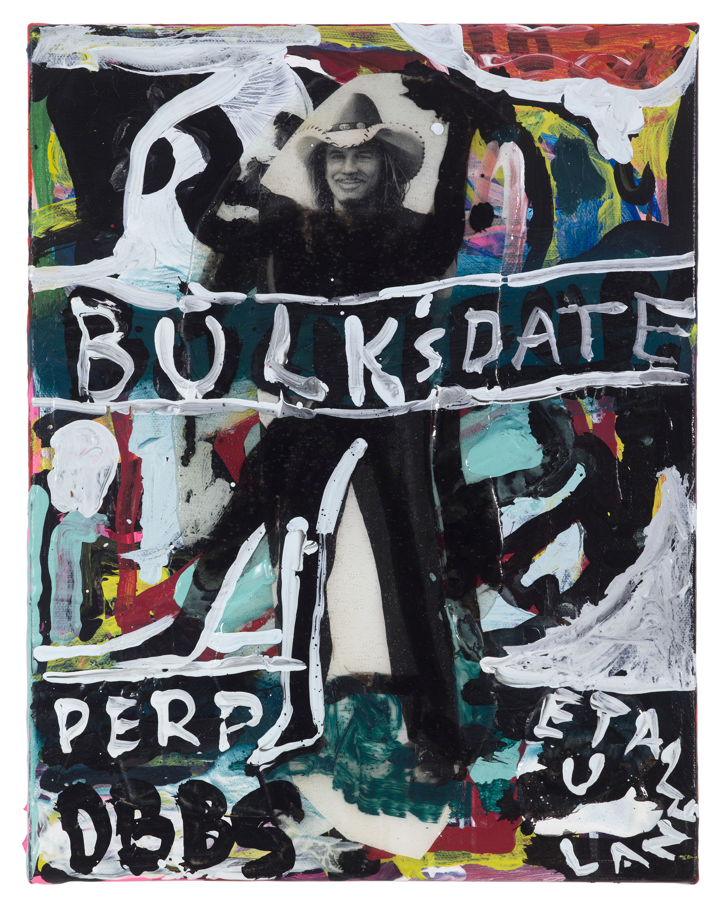  Drew Beattie and Ben Shepard  Bulk’s Date   2019 acrylic and collage on canvas 14 x 11 inches 