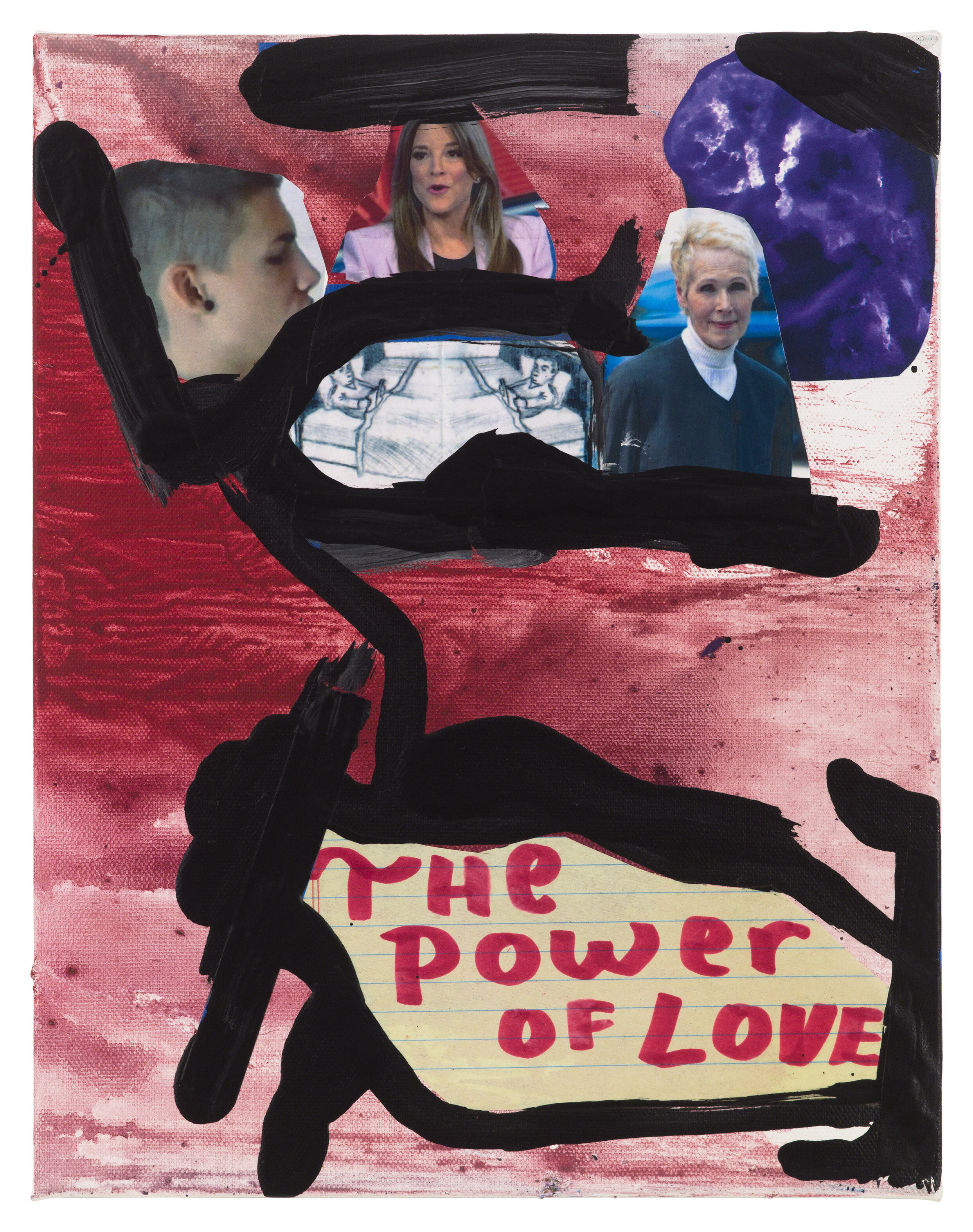  Drew Beattie and Ben Shepard  The Power of Love   2019 acrylic and collage on canvas 14 x 11 inches 
