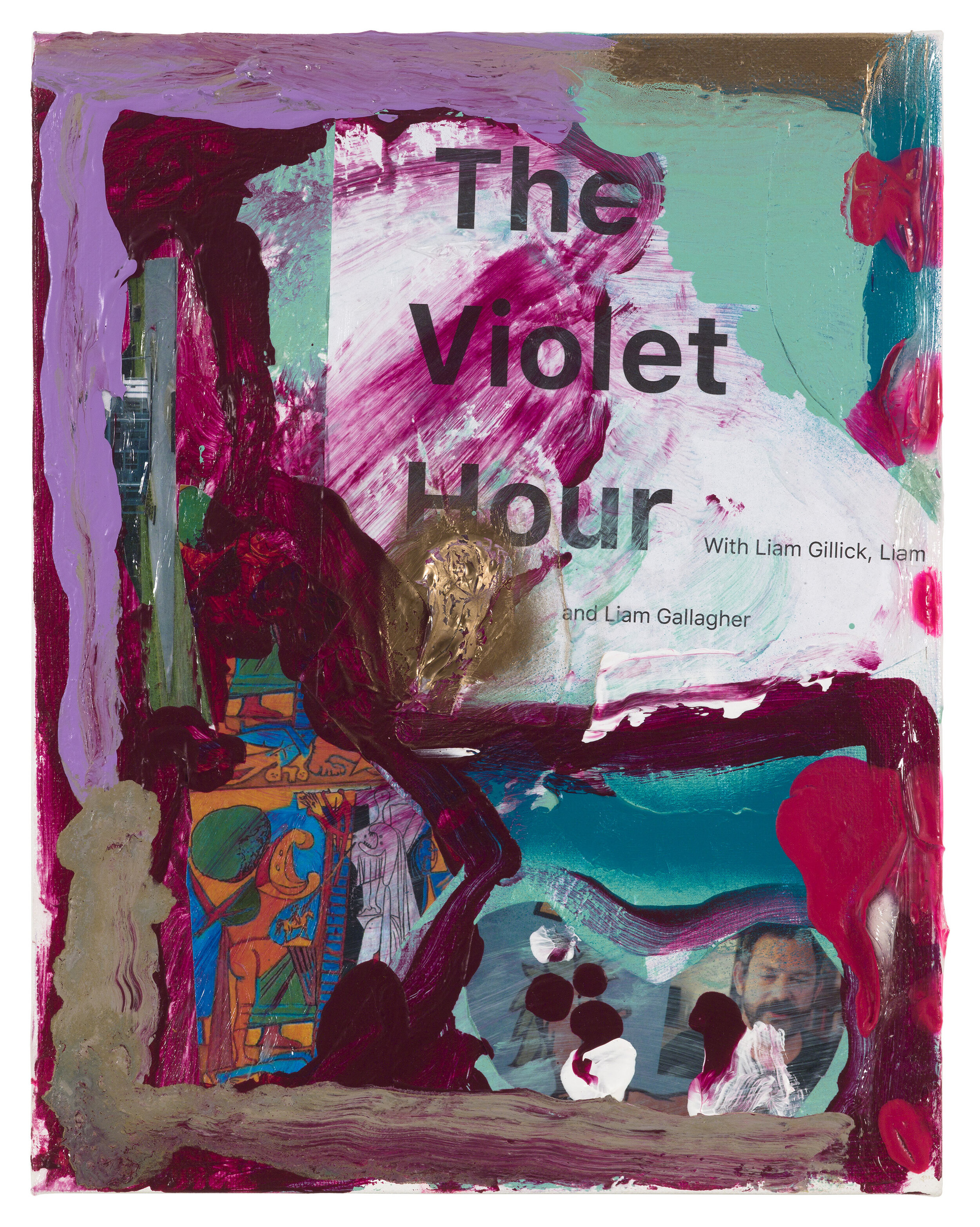  Drew Beattie and Ben Shepard  The Violet Hour   2019 acrylic and collage on canvas 14 x 11 inches 