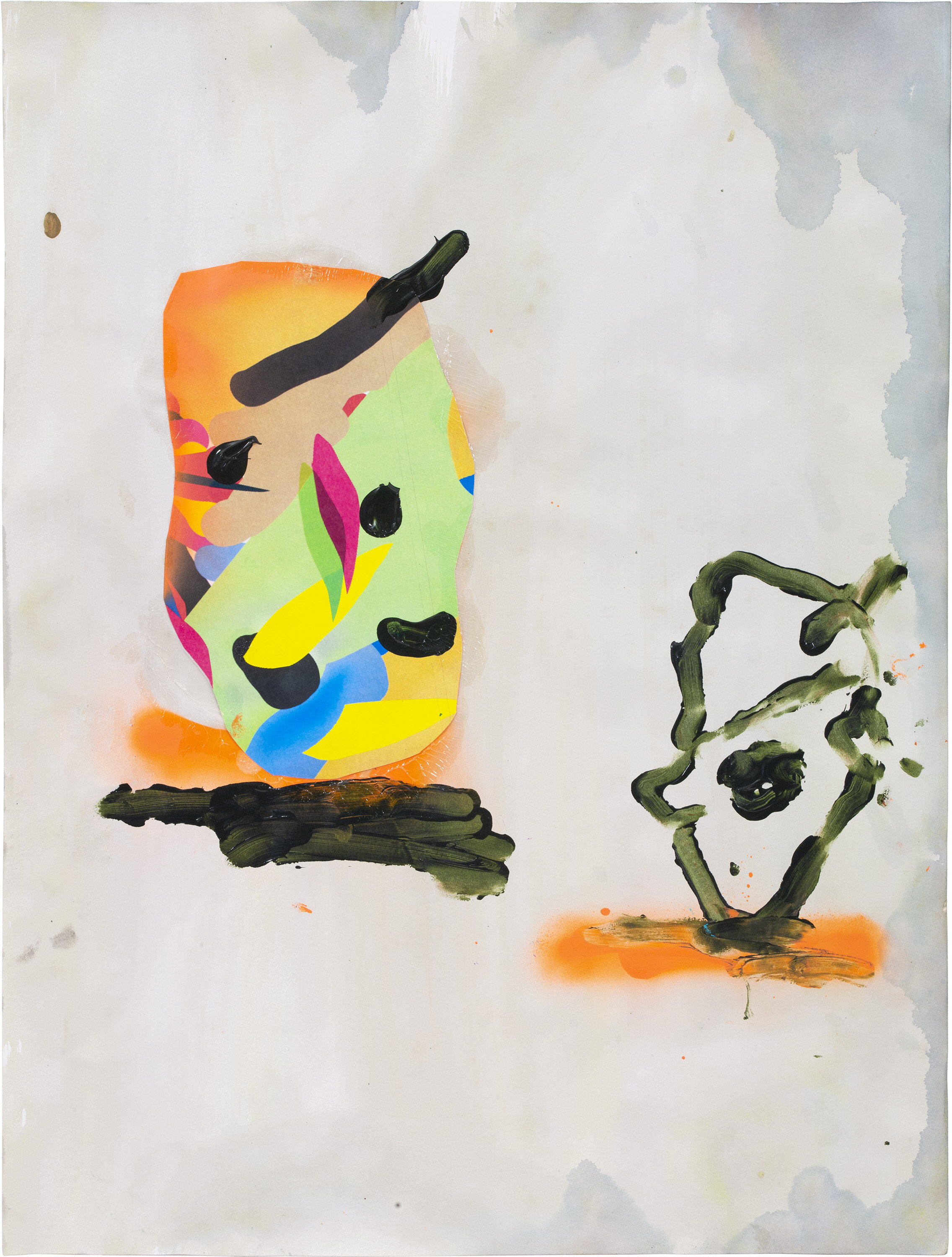  Drew Beattie and Ben Shepard   DBBS-DRW-2019-013   2019 acrylic, spray paint and collage on paper  24 x 18 inches 