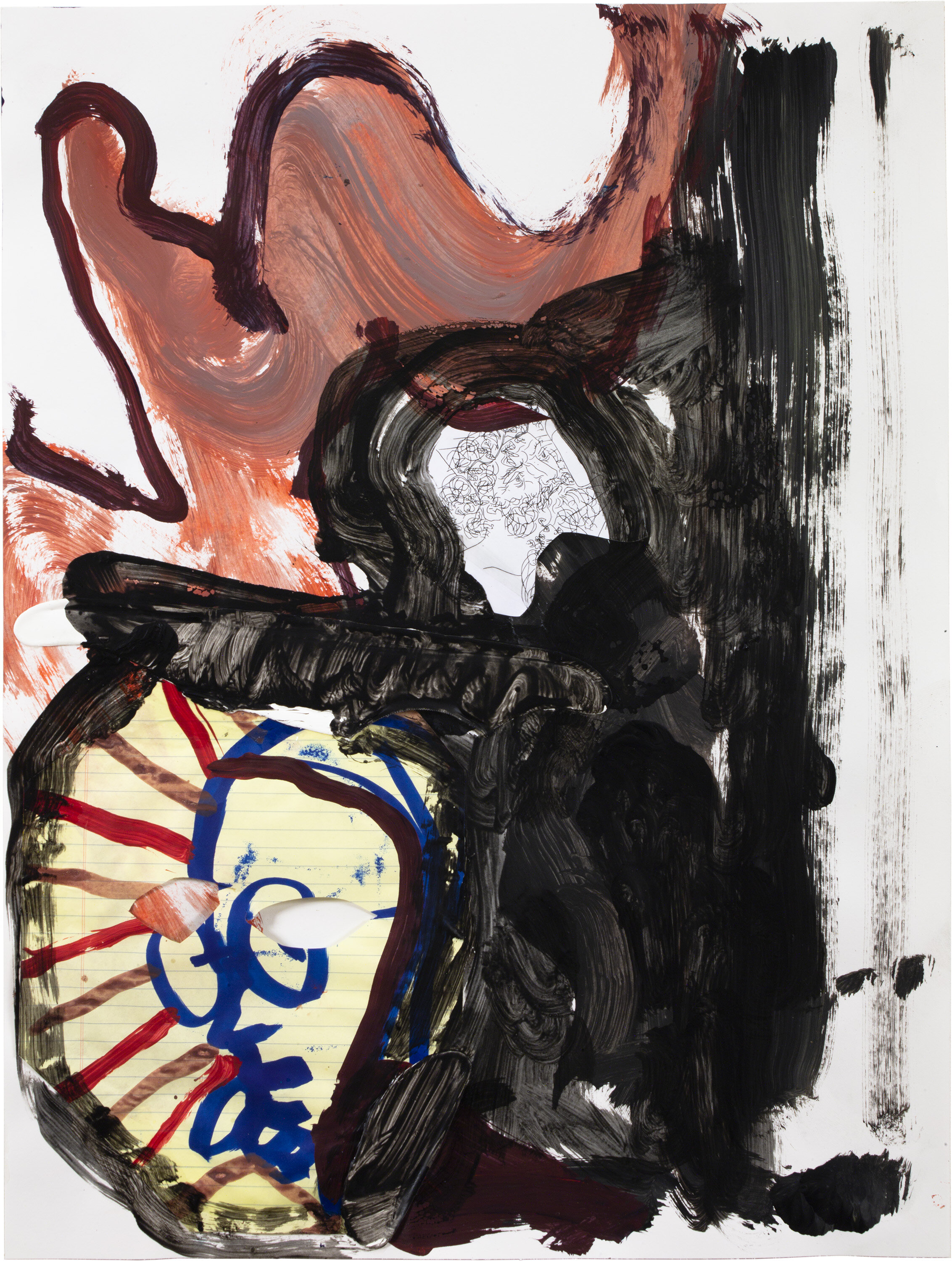 Drew Beattie and Ben Shepard DBBS-DRW-2019-167 2019 acrylic, marker and collage on paper 24 x 18 inches