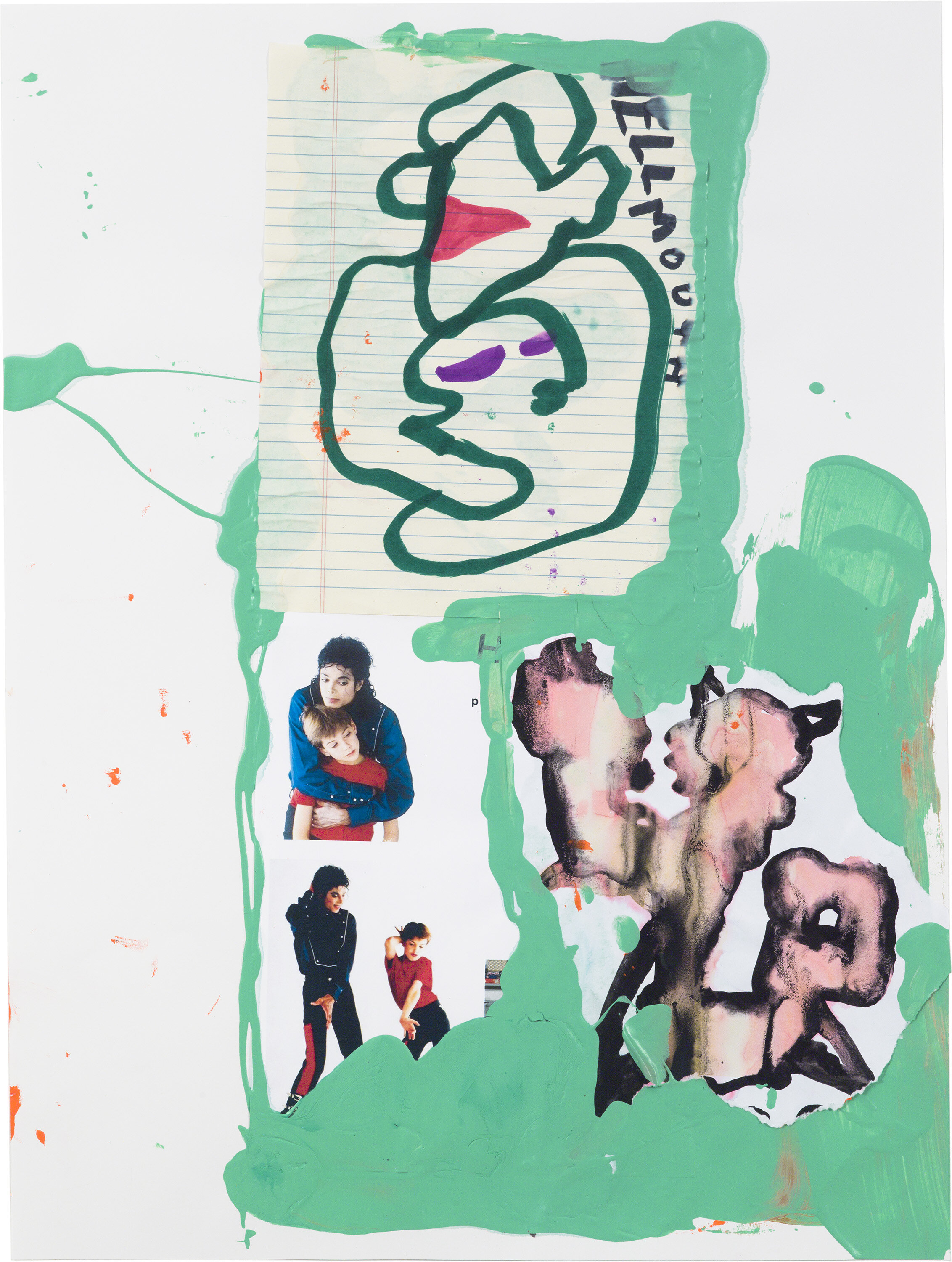  Drew Beattie and Ben Shepard   DBBS-DRW-2019-225   2019 acrylic, marker and collage on paper  24 x 18 inches 