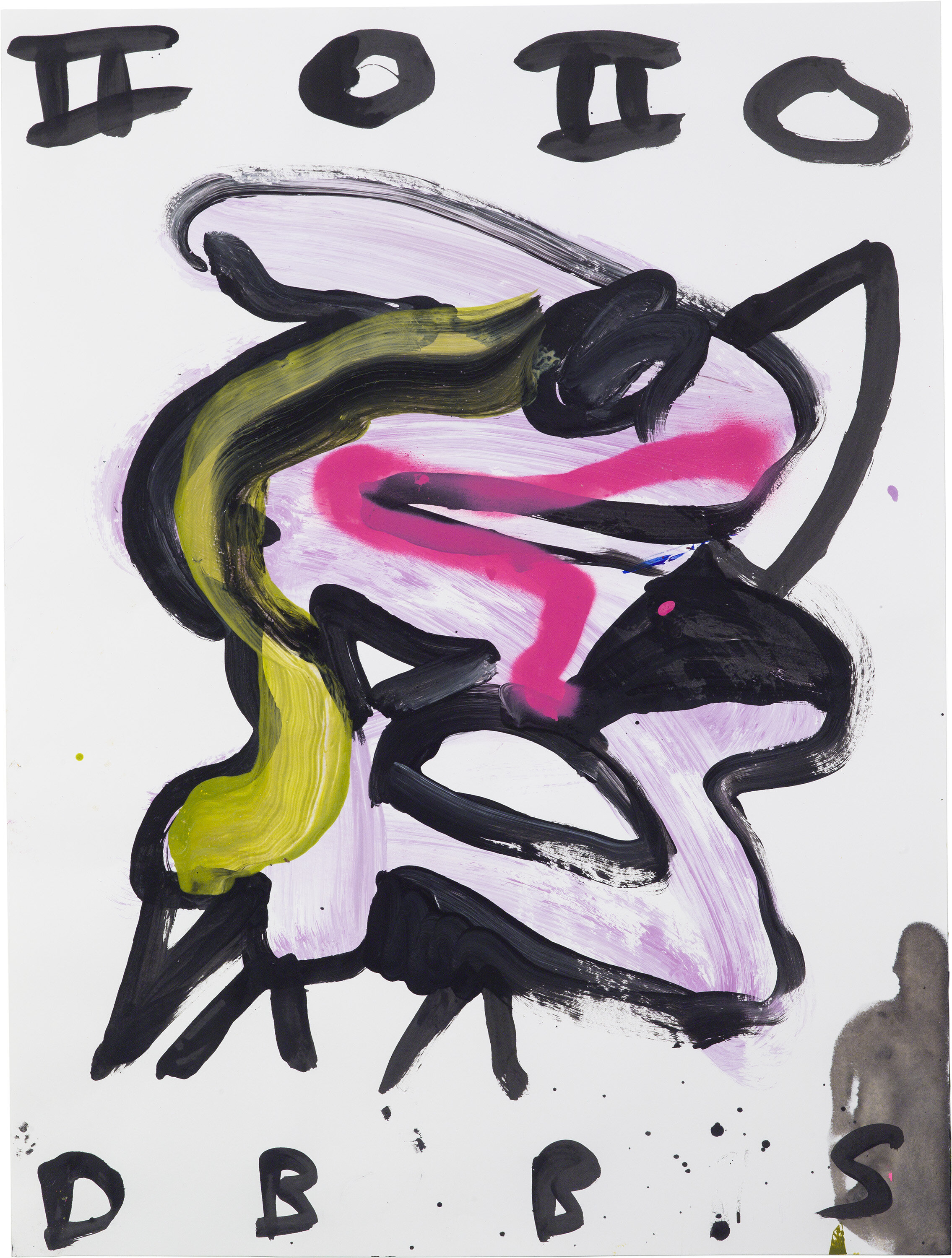  Drew Beattie and Ben Shepard   DBBS-DRW-2019-389  2019  acrylic and spray paint on paper  24 x 18 inches 