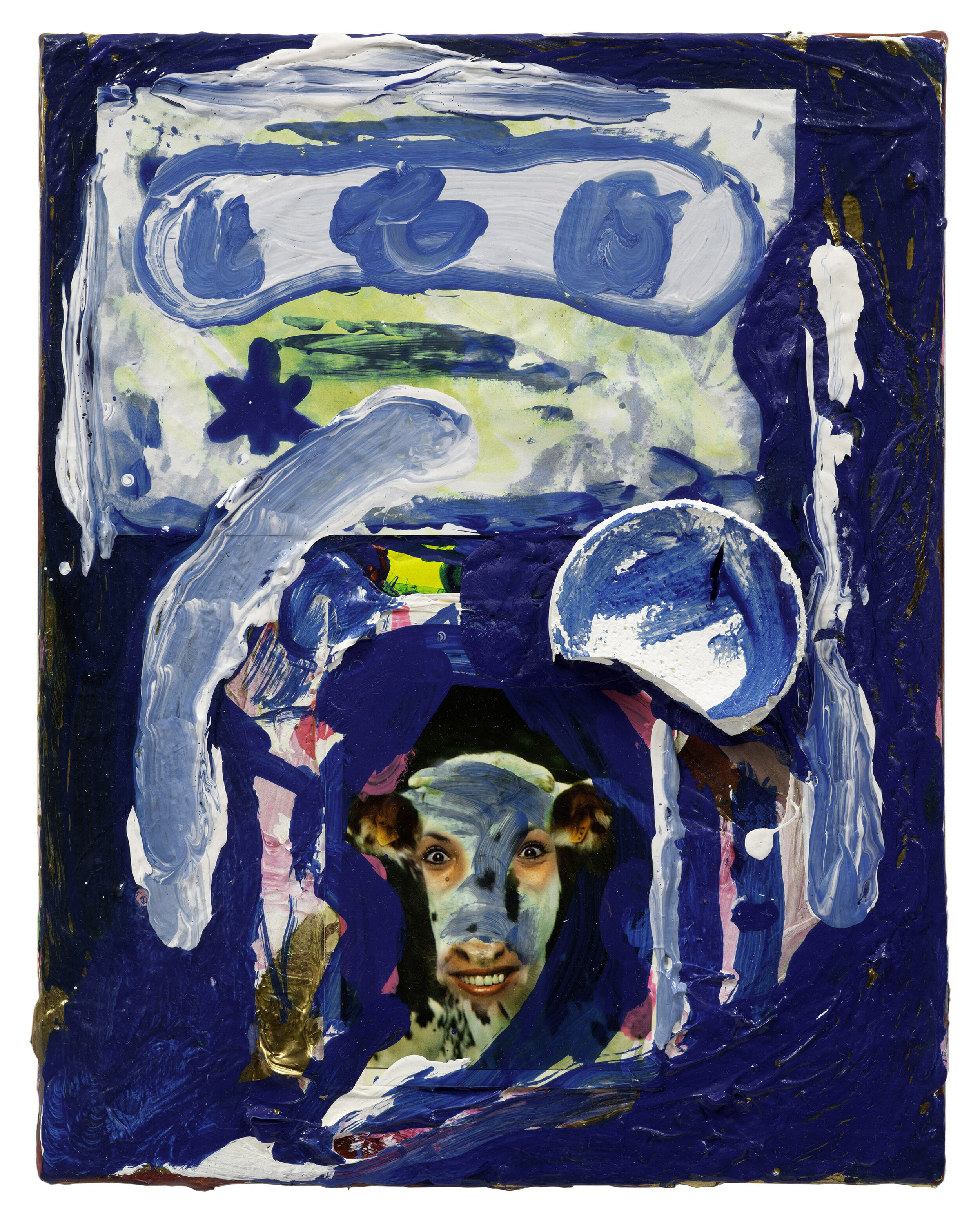  Drew Beattie  Luke the Cow   2020 acrylic and collage on canvas 14 x 11 inches 