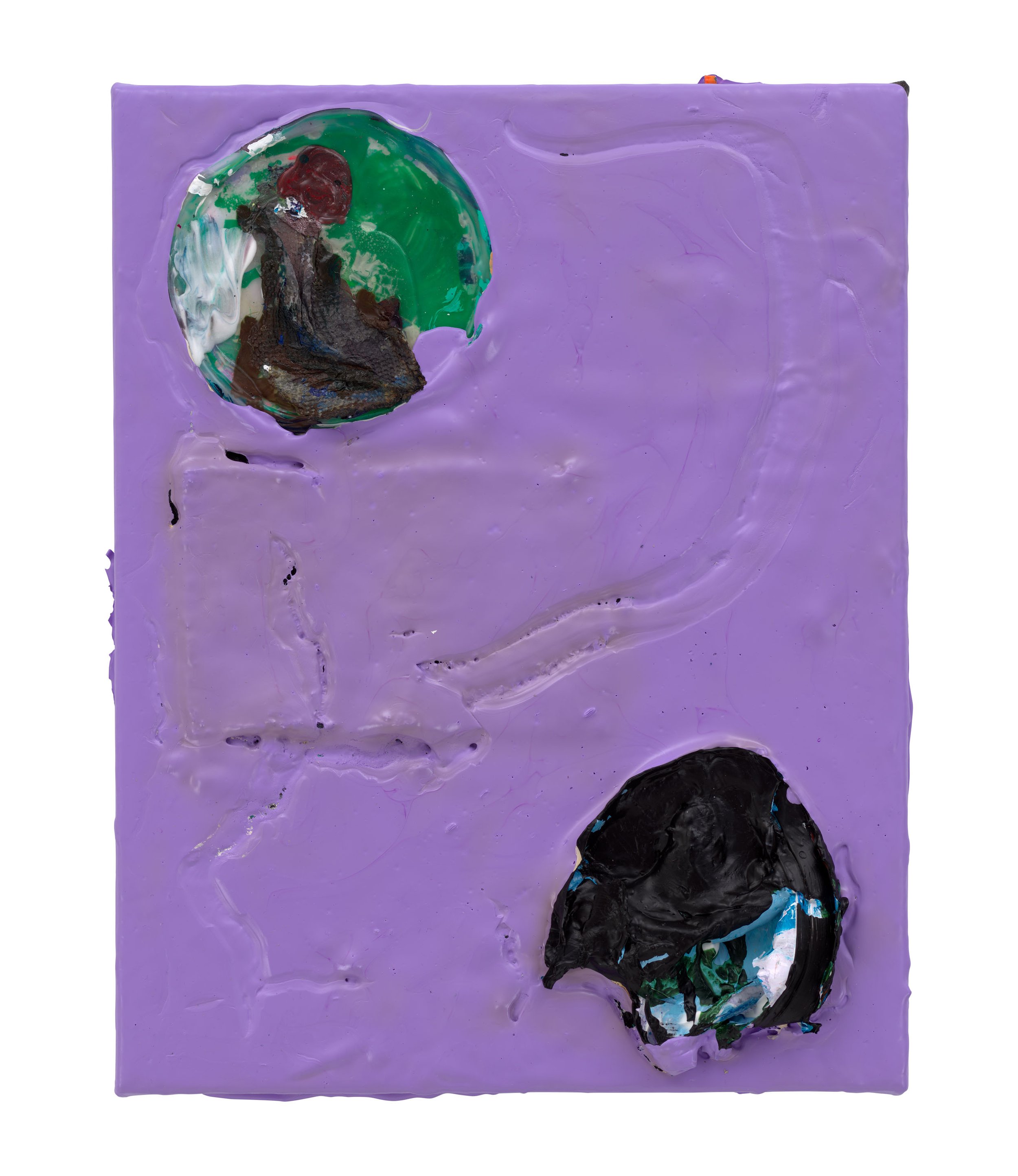  Drew Beattie  Shadowed Lavender   2022 acrylic, paper towel, and plastic lids on canvas 14 x 11 inches 