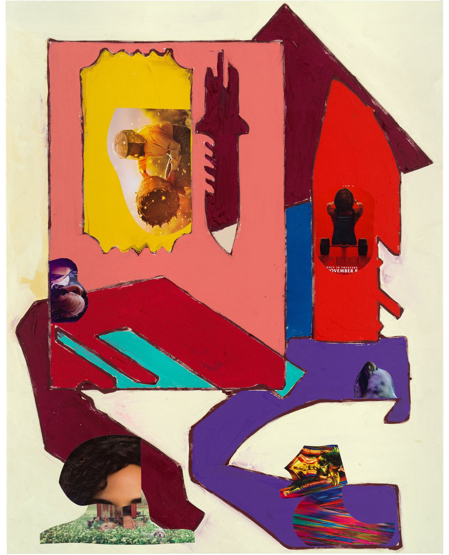  Drew Beattie  Our House in the Country   2022 acrylic and collage on canvas  96 x 76 inches   