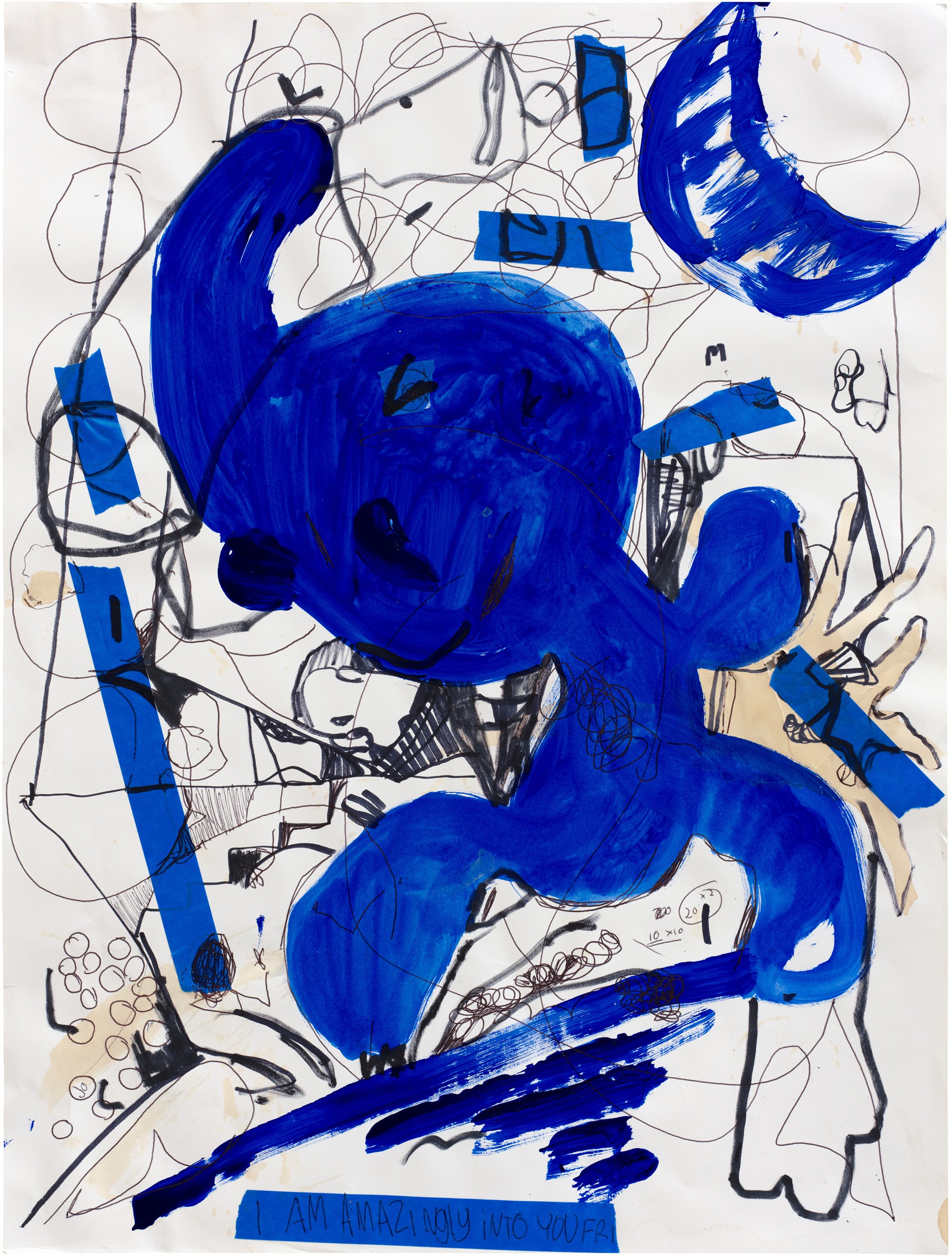  Drew Beattie and Ben Shepard DBBS-DRW-2021-205 2021 acrylic, marker, ballpoint and tape on paper 24 x 18 inches 