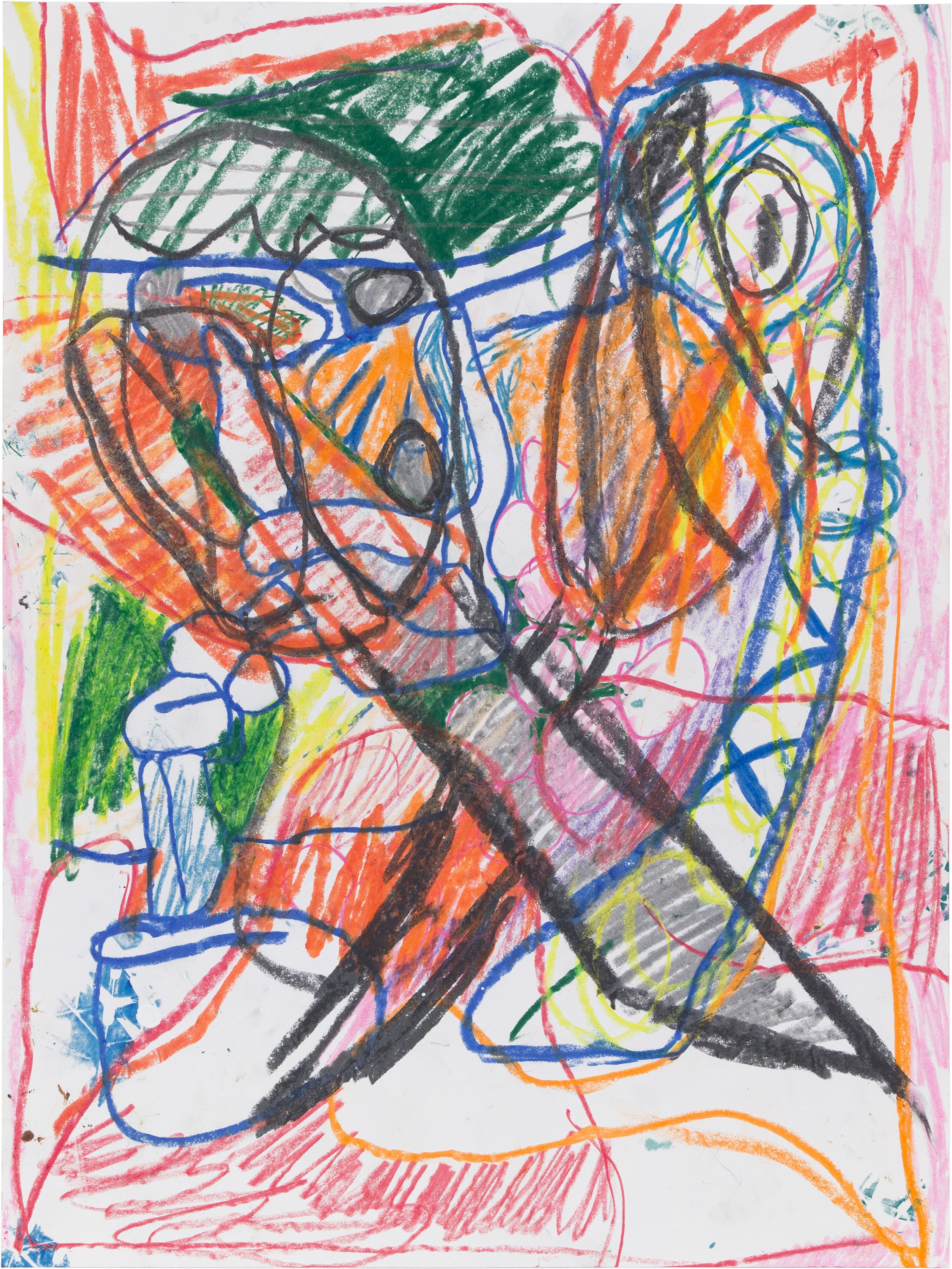  Drew Beattie and Ben Shepard   DBBS-DRW-2018-044   2018  acrylic and crayon on paper 24 x 18 inches 