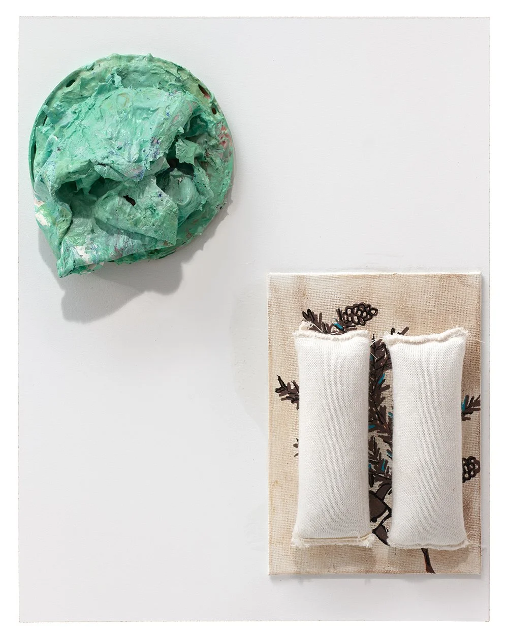  Drew Beattie   Amercan Gothic   2024 acrylic, plastic lid and bag weights on canvas 14 x 11 inches 