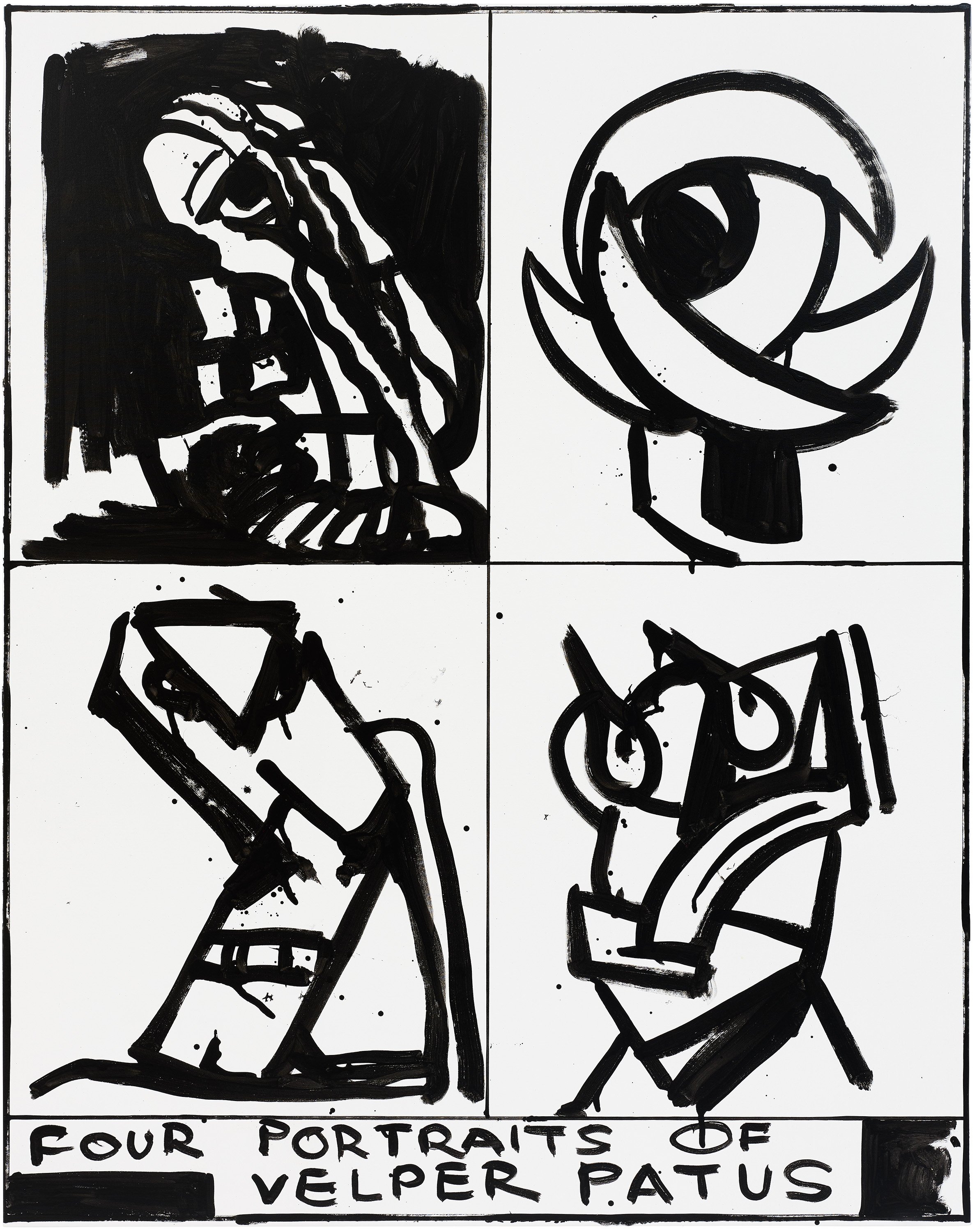  Drew Beattie                                                                                               Four Portraits of Velper Patus&nbsp;  2025                                                   acrylic and ink on canvas                        