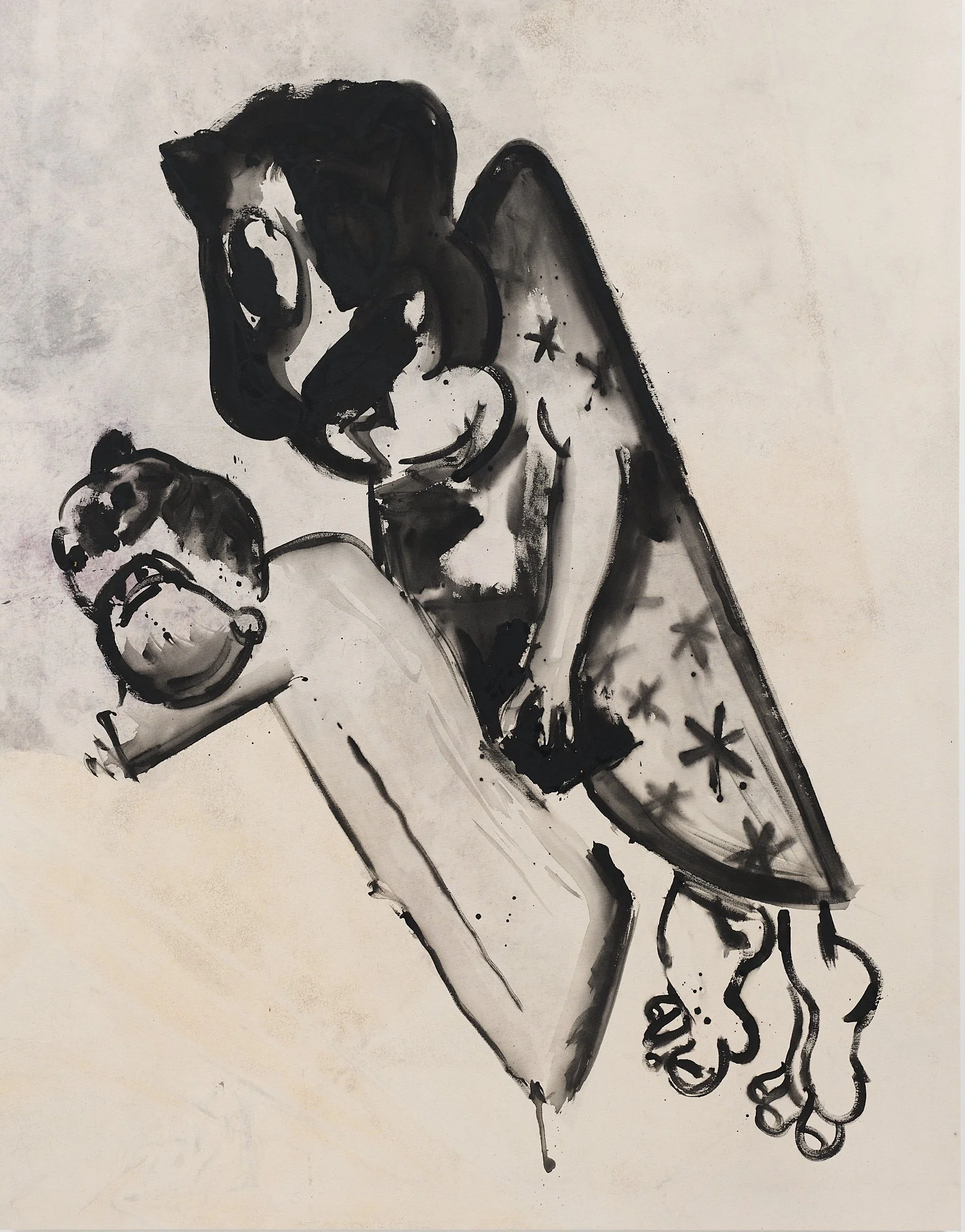  Drew Beattie  The Attack   2025 acrylic and ink on canvas 82 × 64 inches 