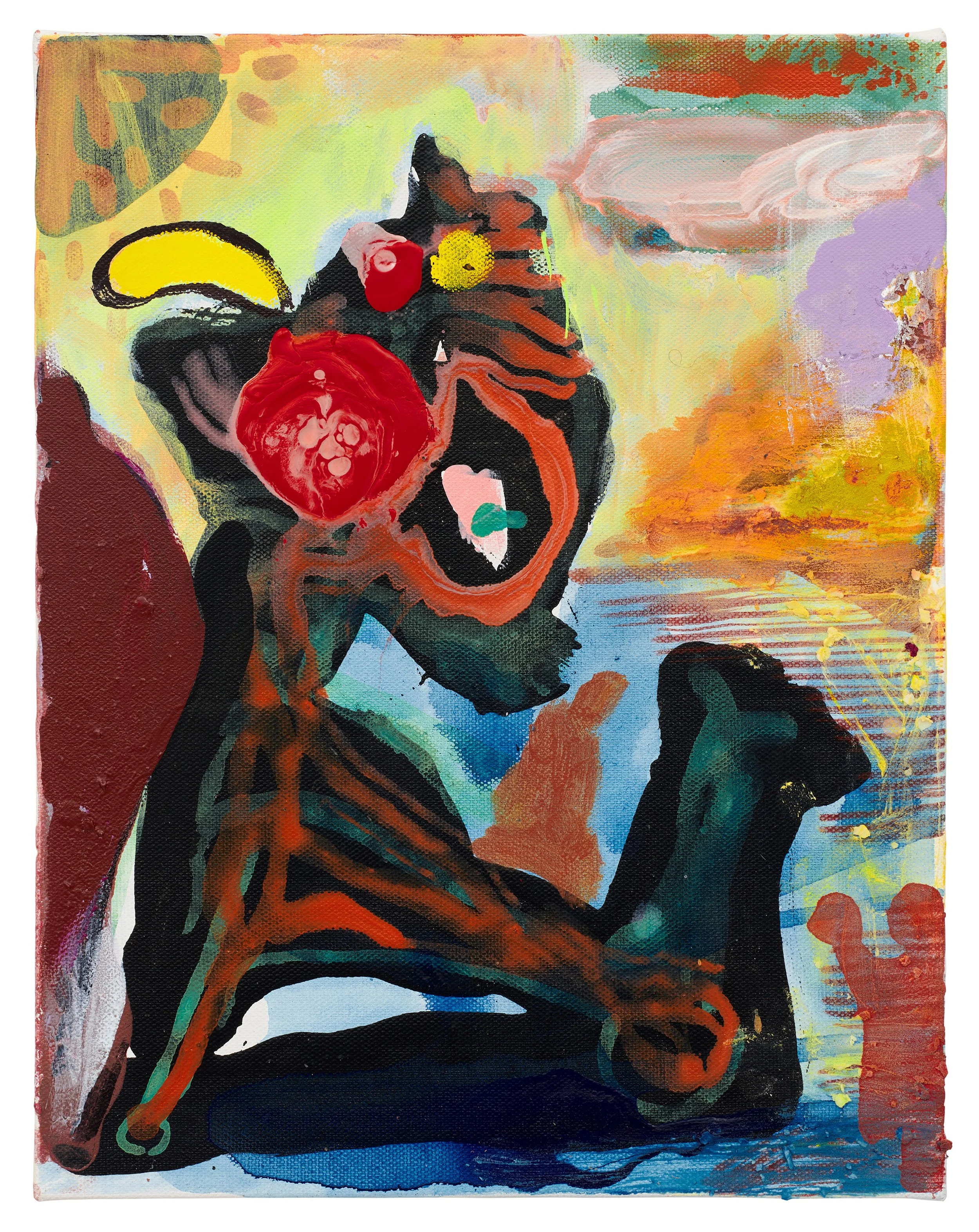  Drew Beattie and Ben Shepard  Ancient Figure  2024 acrylic on canvas 14 x 11 inches 