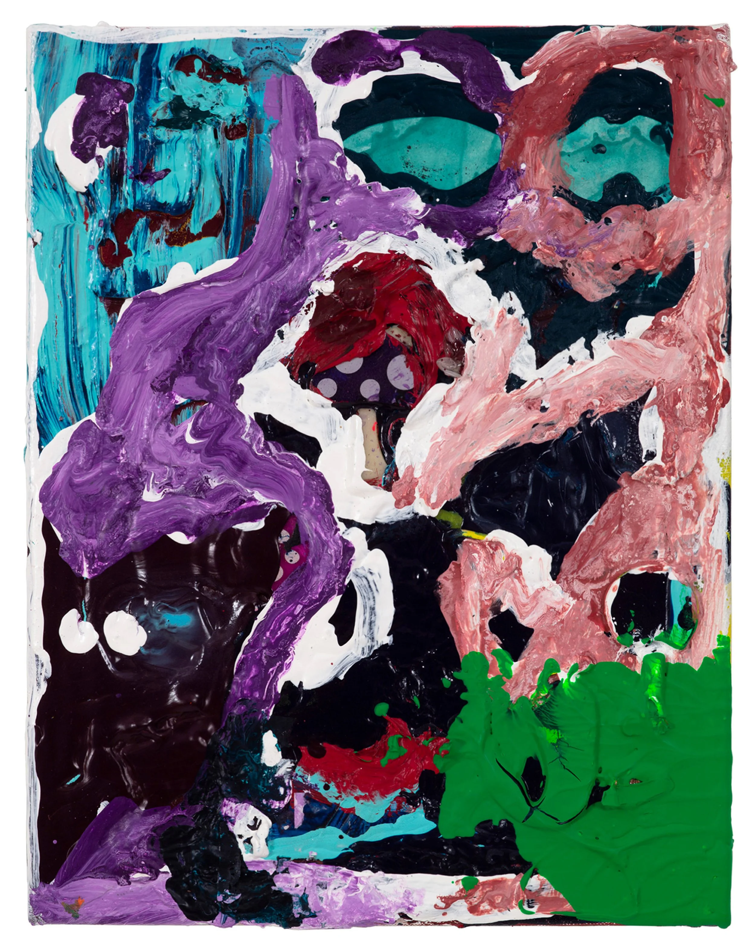  Drew Beattie and Ben Shepard  View from the Castle   2019 acrylic and collage on canvas 14 x 11 inches 