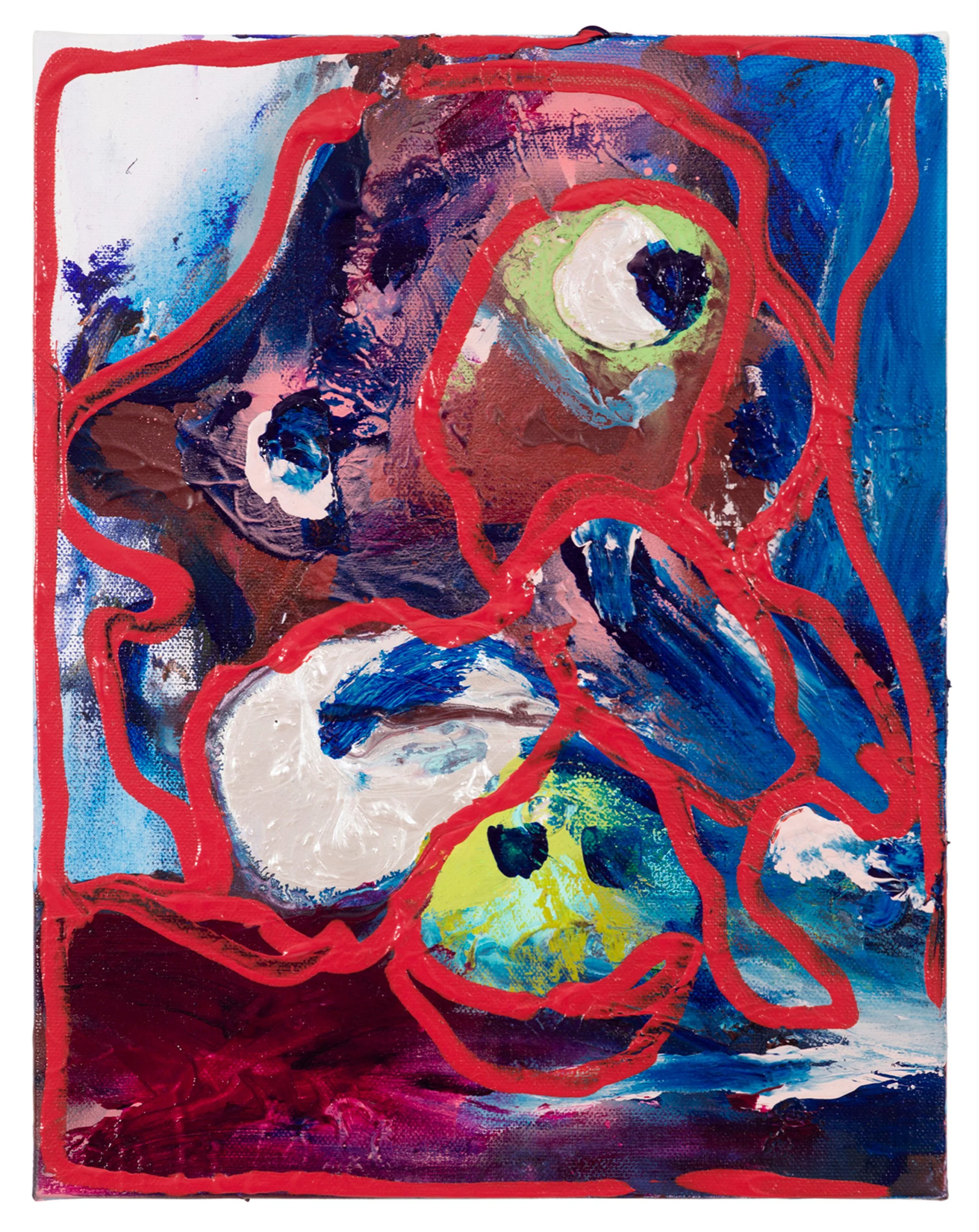  Drew Beattie and Ben Shepard  The Jangler   2019 acrylic and spray paint on canvas 14 x 11 inches 