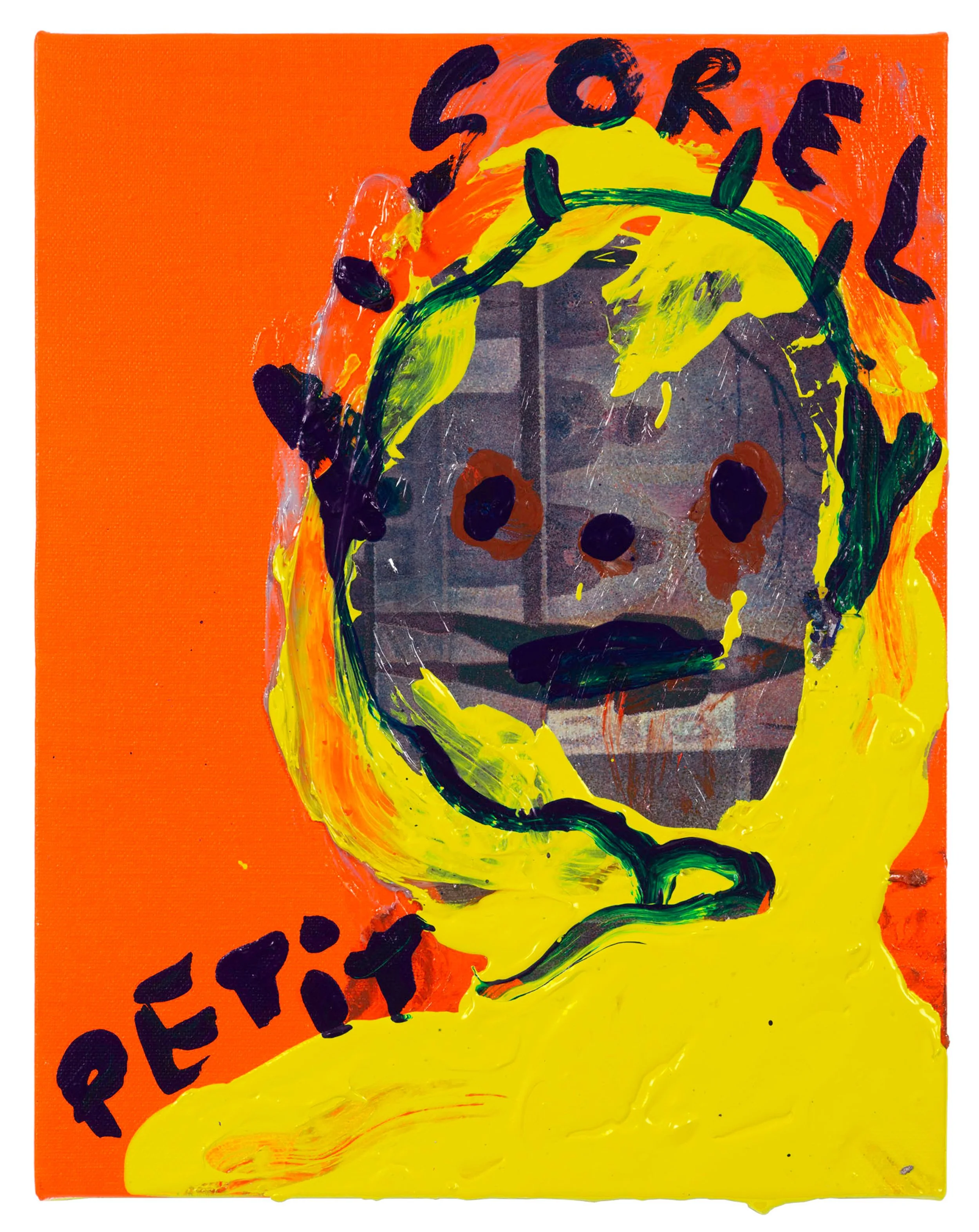  Drew Beattie and Ben Shepard  Petit Sorel   2019 acrylic and collage on canvas 14 x 11 inches 