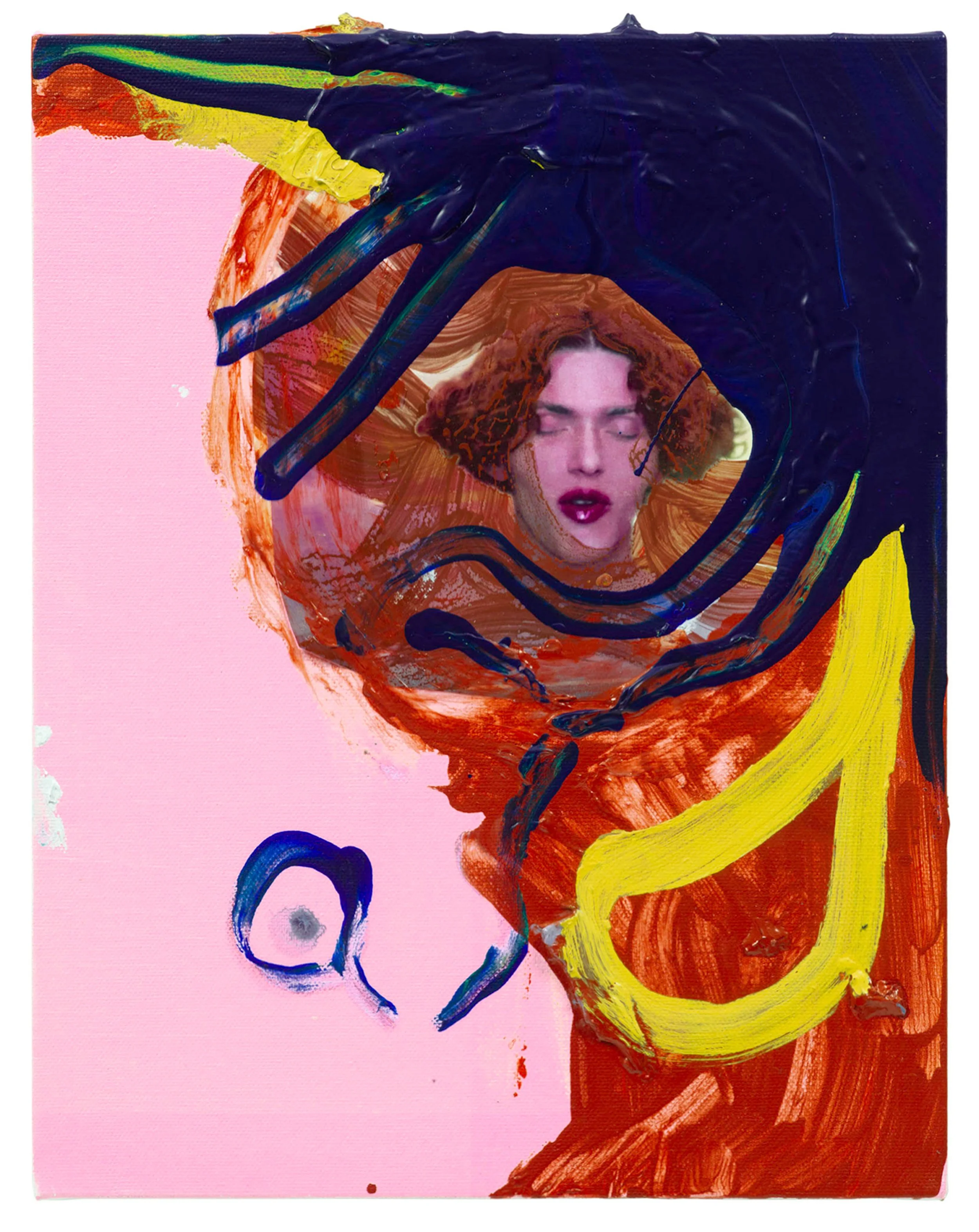  Drew Beattie and Ben Shepard  Yellow Relish   2019 acrylic and collage on canvas 14 x 11 inches 
