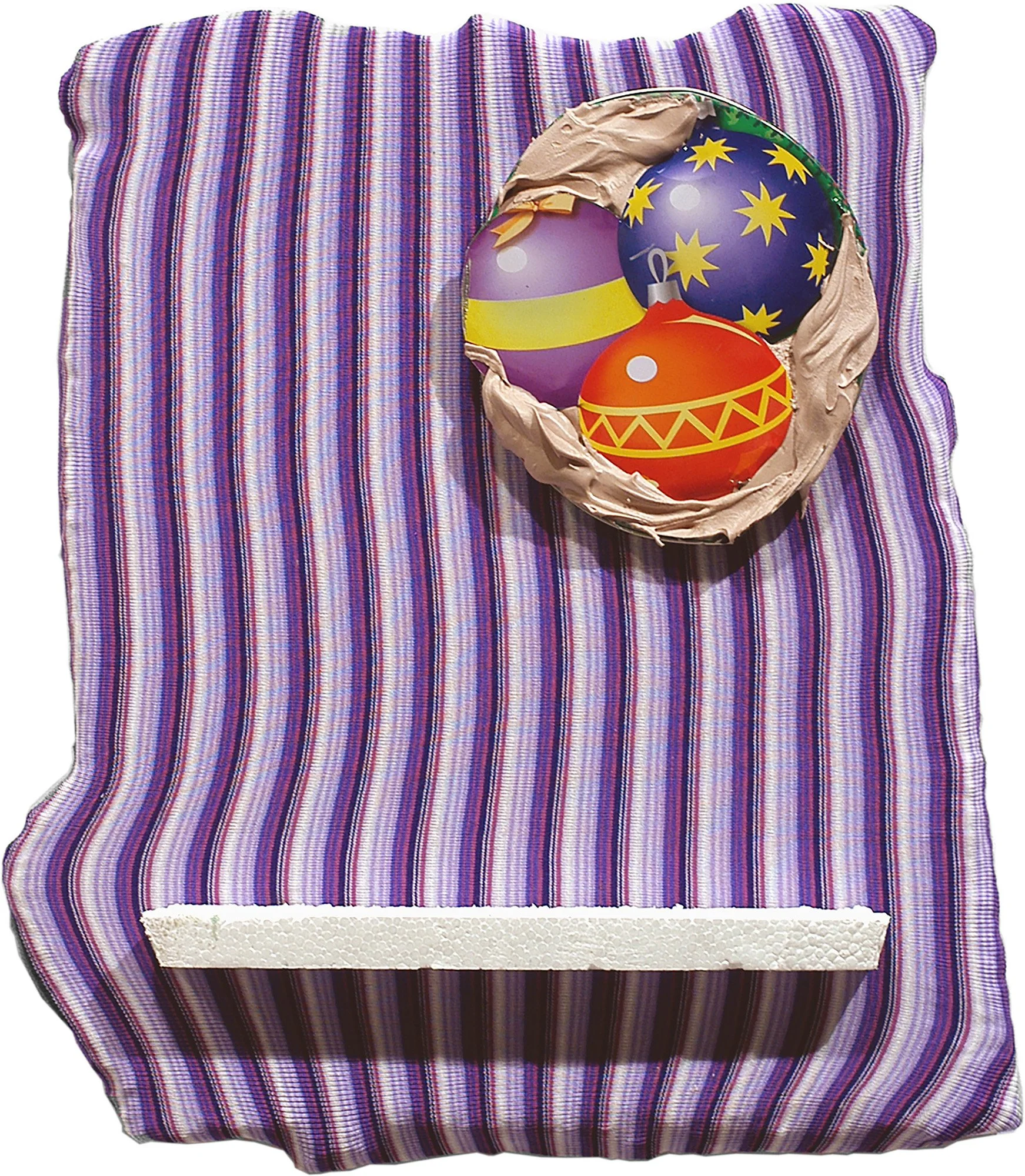  Drew Beattie  Boom  2005 bondo, aluminum lid, and styrofoam on fabric on canvas  16½ x 13½ inches 