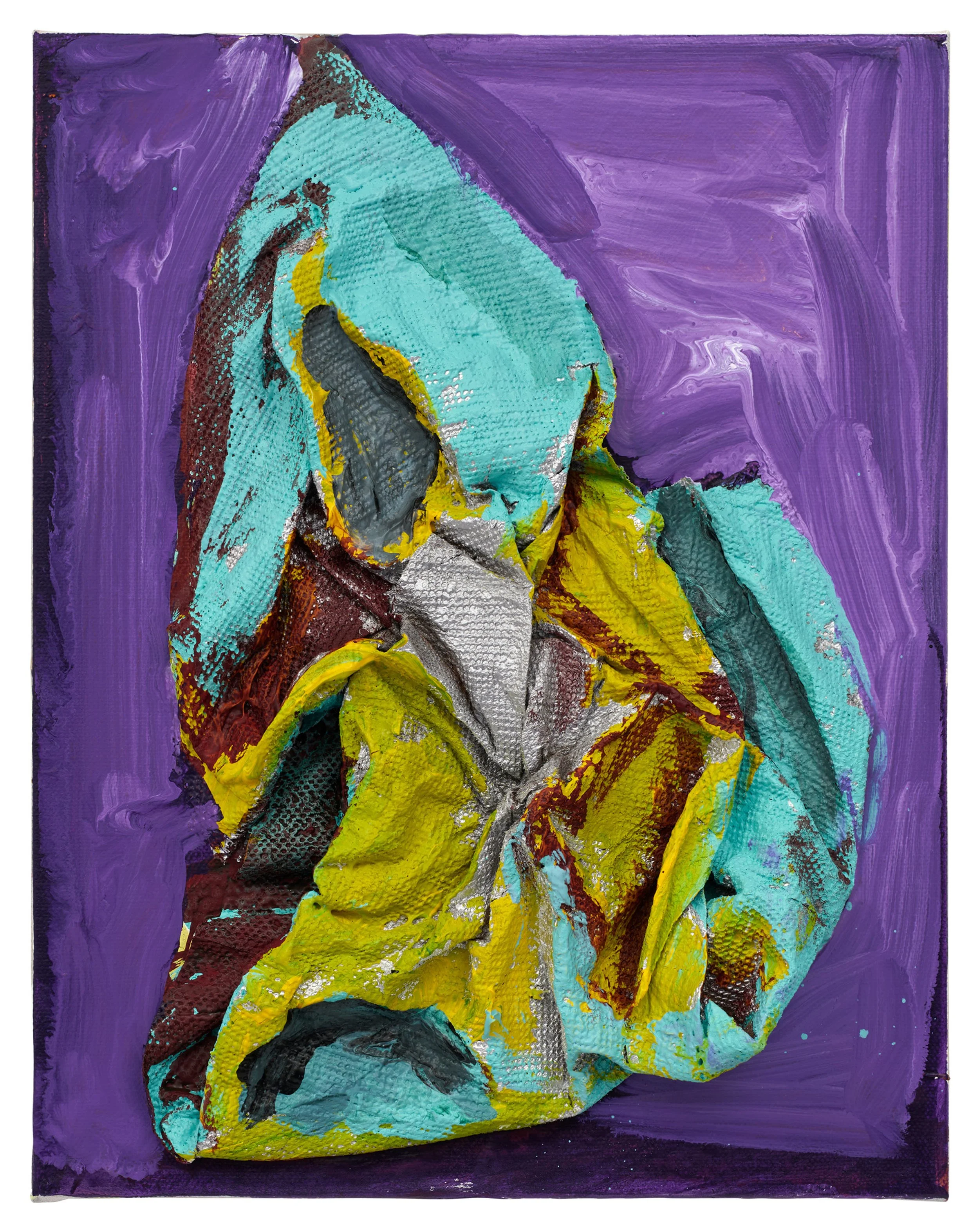  Drew Beattie   Man Bird on Purple  2024 acrylic and spray paint on canvas 14 x 11 inches 