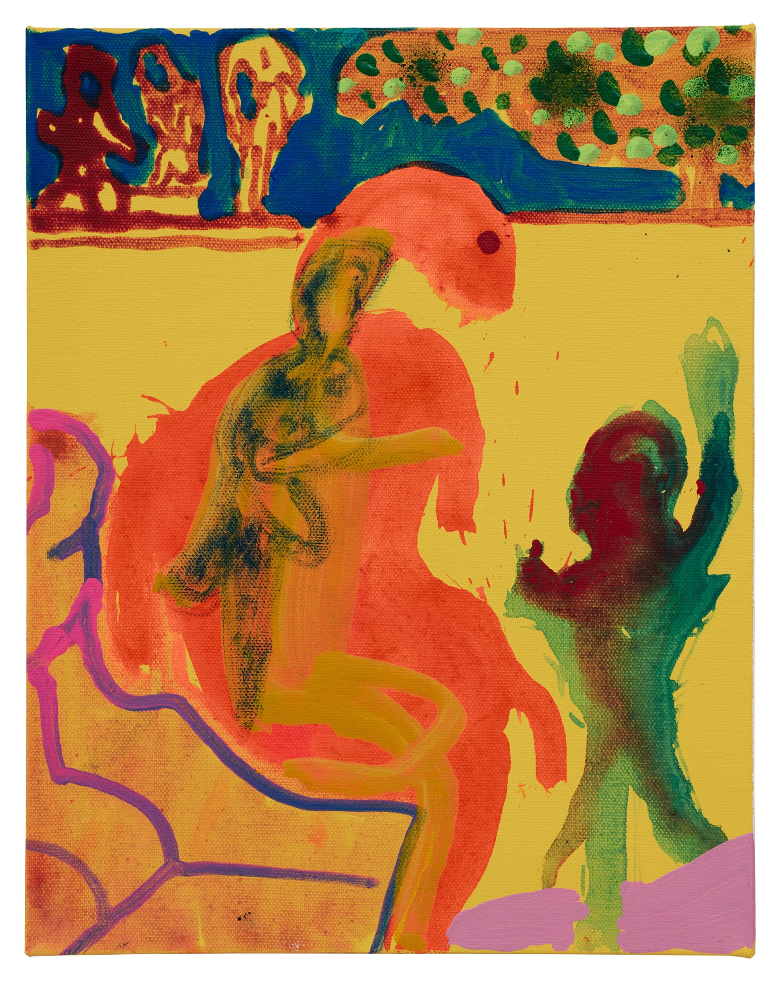  Drew Beattie and Ben Shepard  The Show   2024 acrylic on canvas 14 x 11 inches 