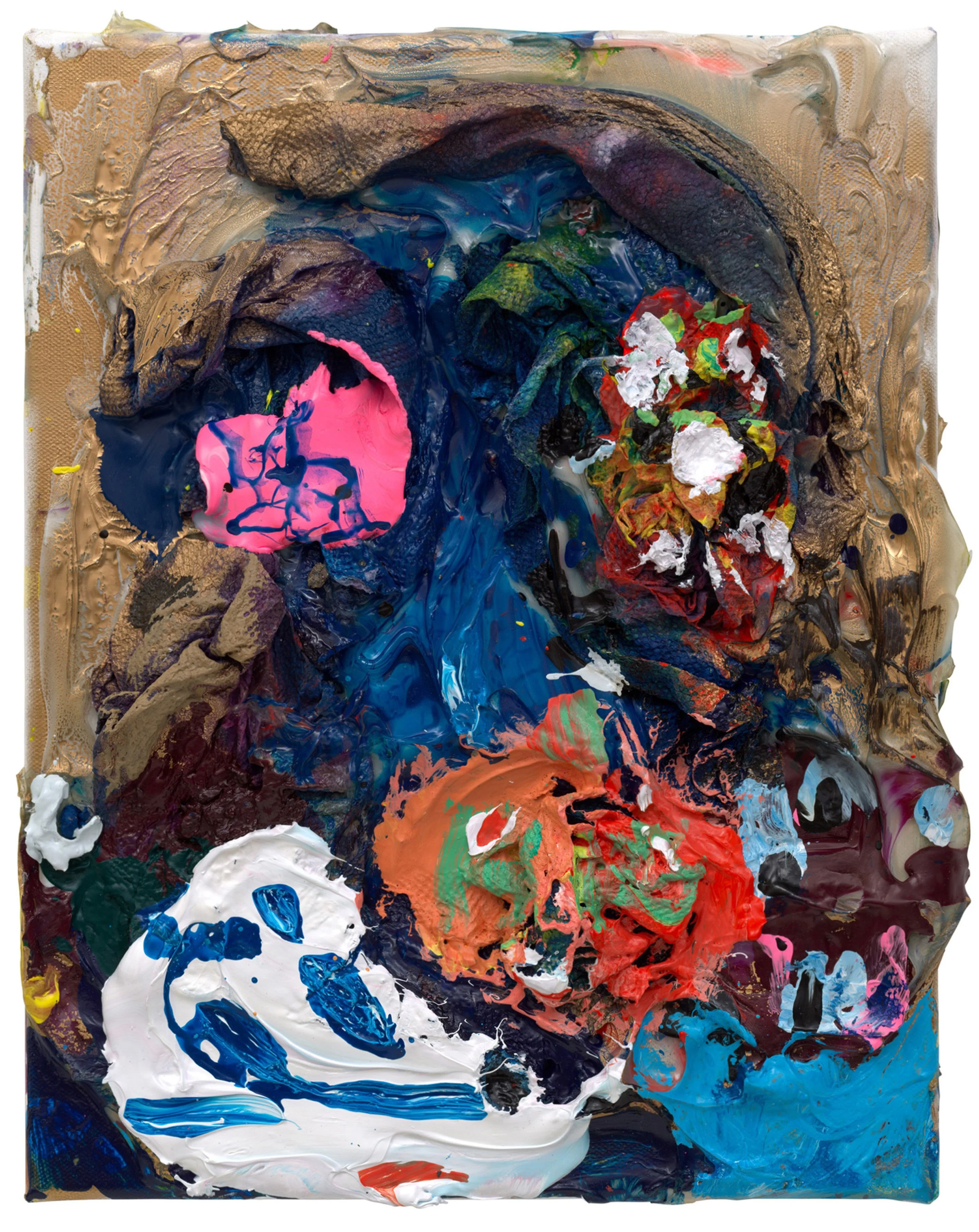  Drew Beattie and Ben Shepard  The Pit   2022 acrylic, spray paint and collage on canvas 14 x 11 inches 