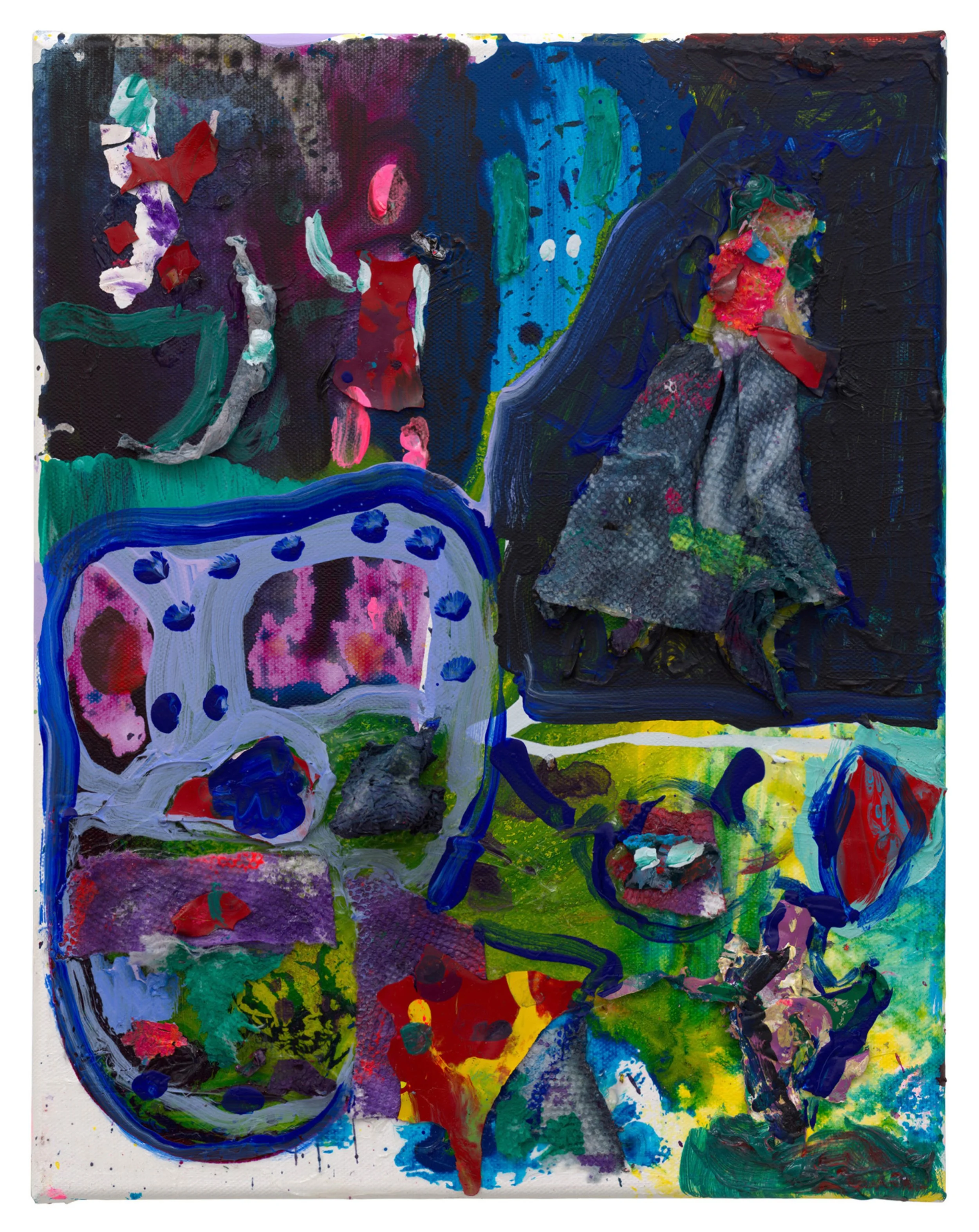  Drew Beattie and Ben Shepard  Street Closet   2022 acrylic and collage on canvas 14 x 11 inches 