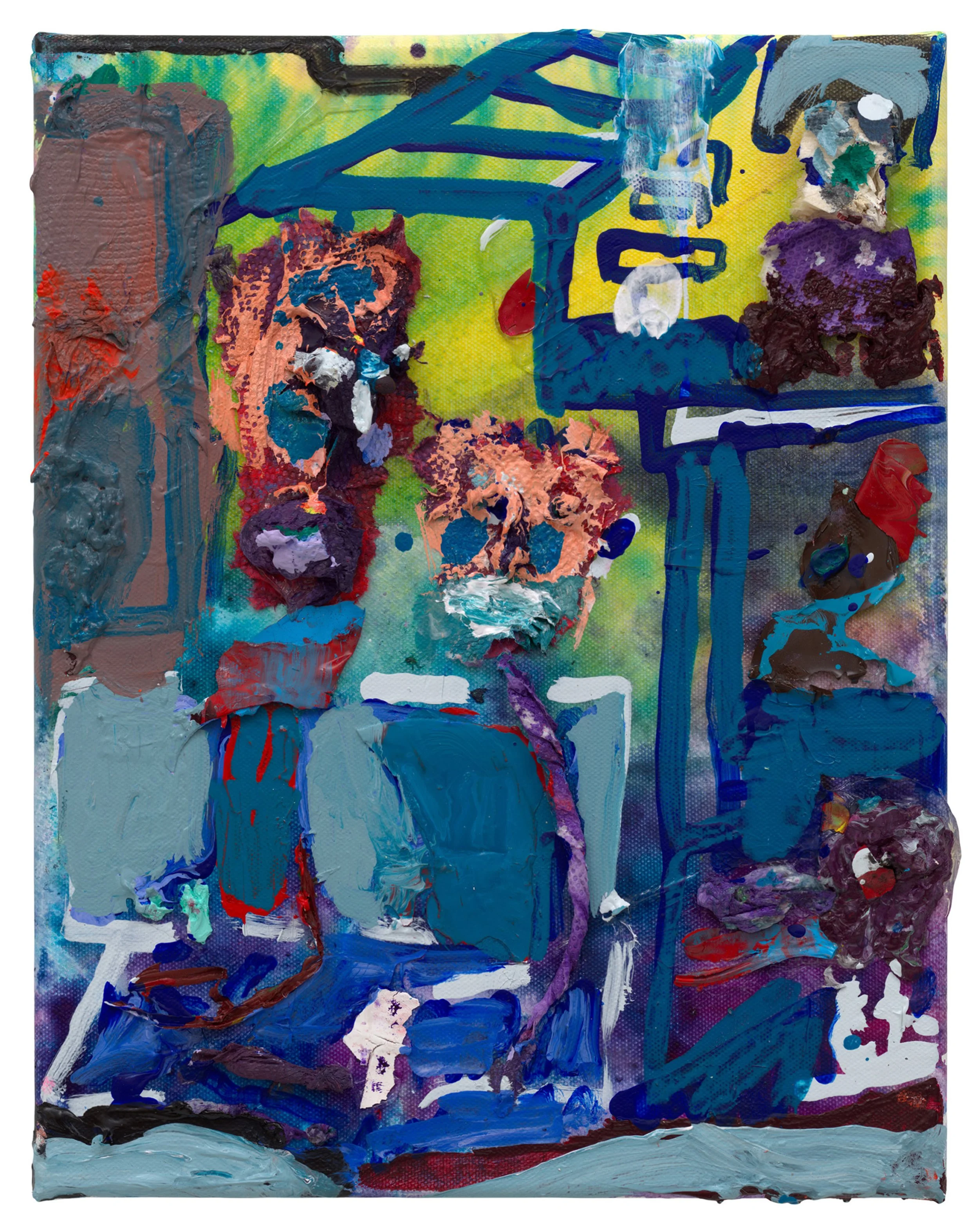  Drew Beattie and Ben Shepard  Outside of Buildings   2022 acrylic and collage on canvas 14 x 11 inches 