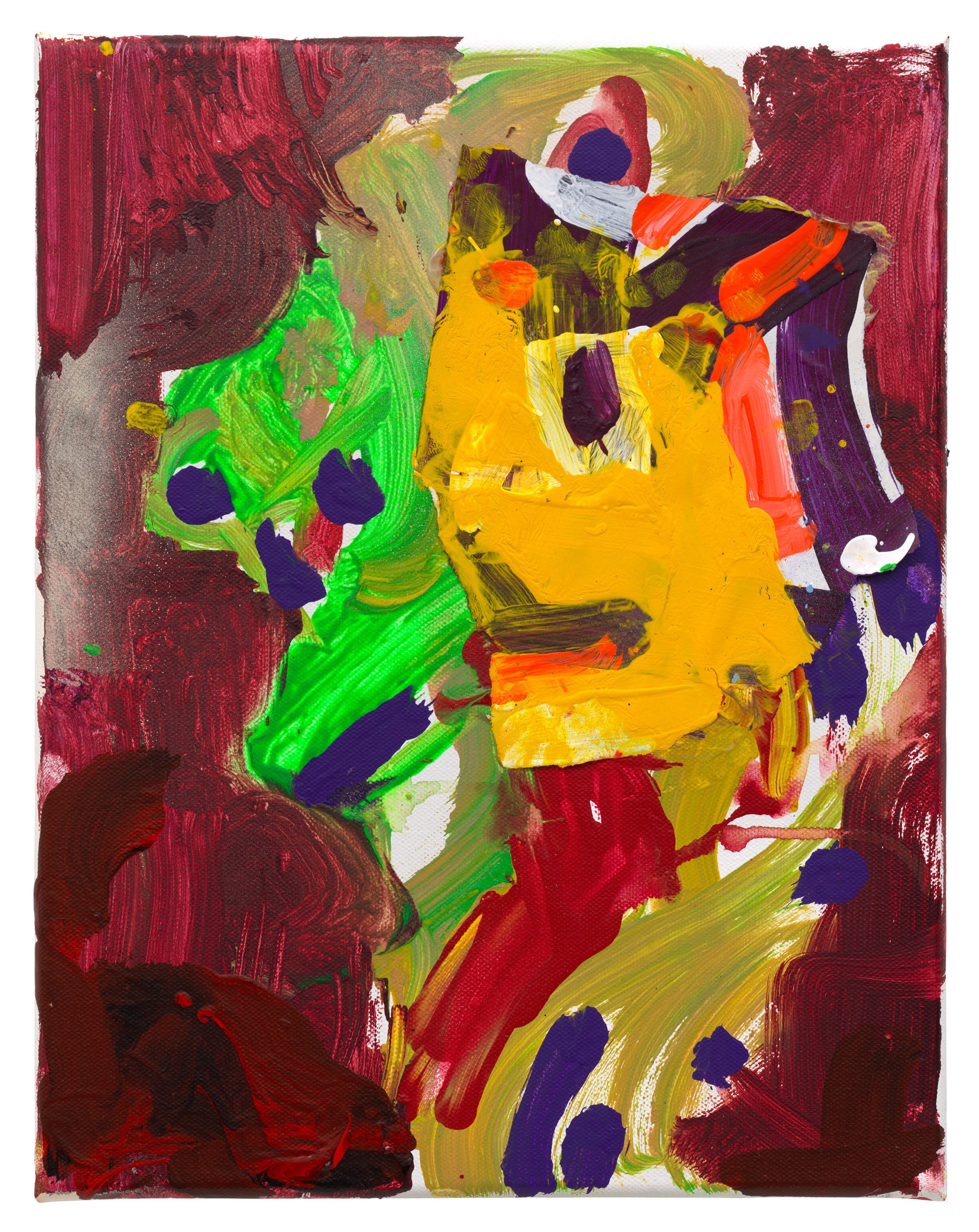  Drew Beattie and Ben Shepard  The Arrivers   2022 acrylic, spray paint and collage on canvas 14 x 11 inches 