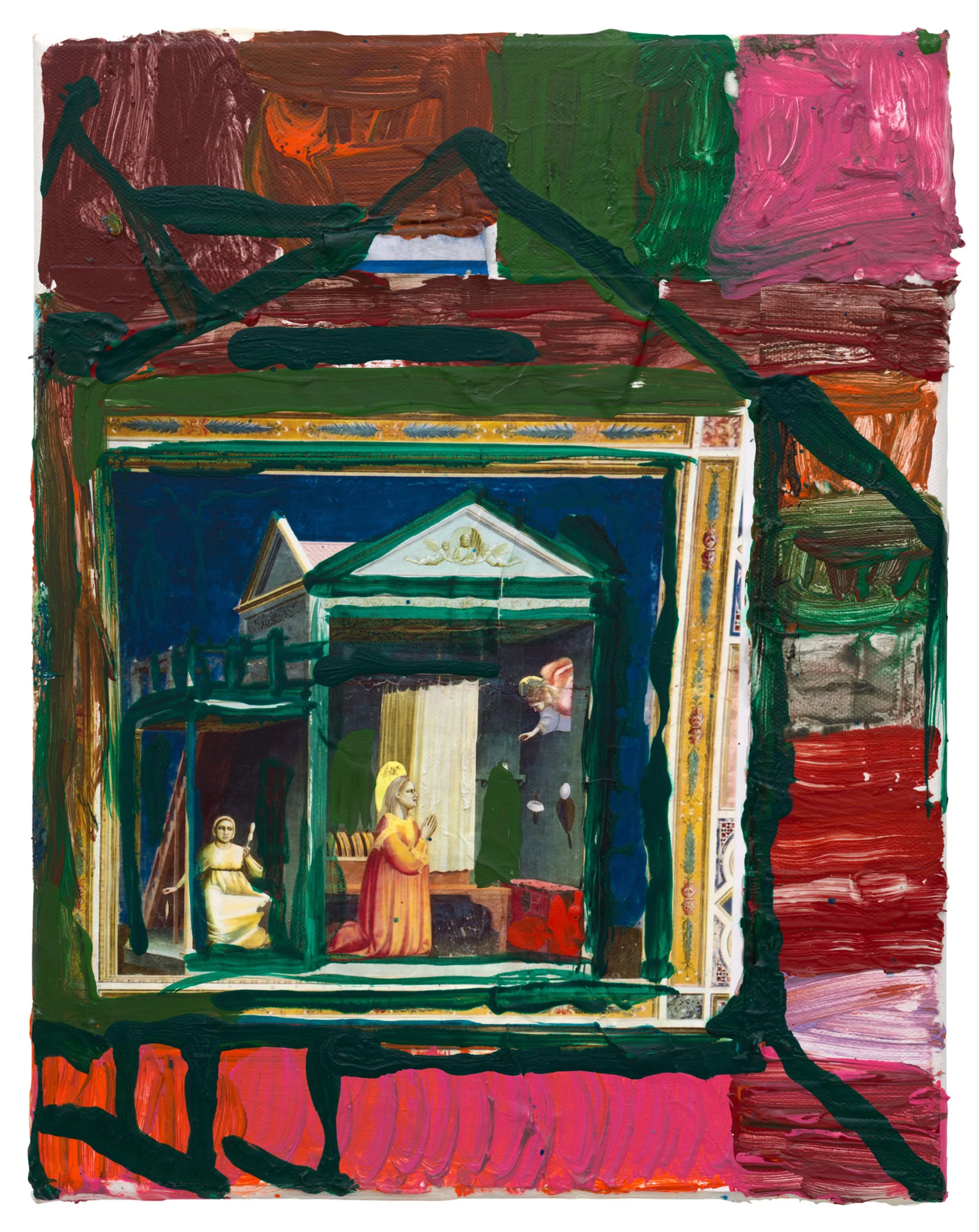  Drew Beattie and Ben Shepard  Giottolove   2022 acrylic and collage on canvas 14 x 11 inches 