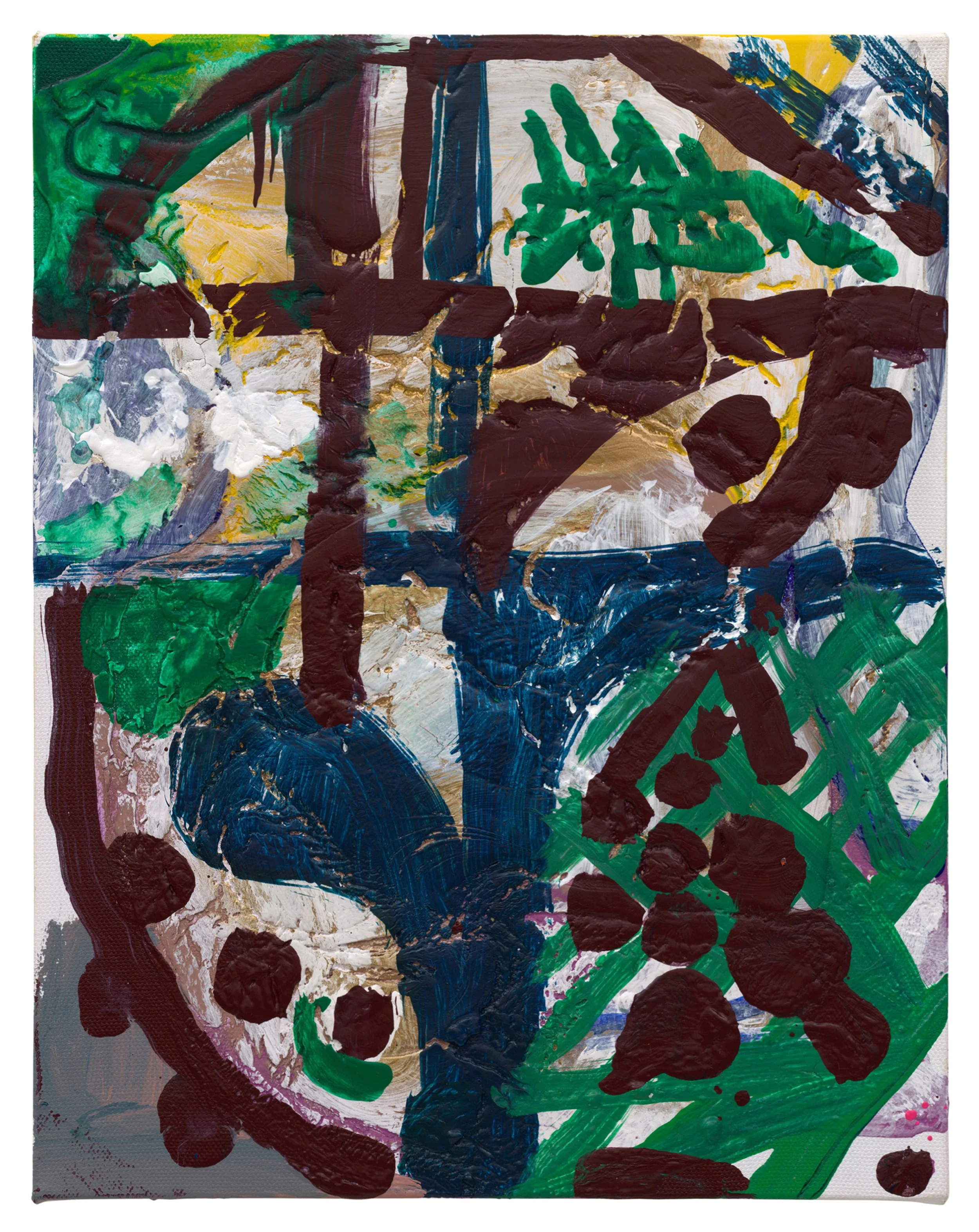  Drew Beattie and Ben Shepard  Person Decoration Room   2022 acrylic and spray paint on canvas 14 x 11 inches 
