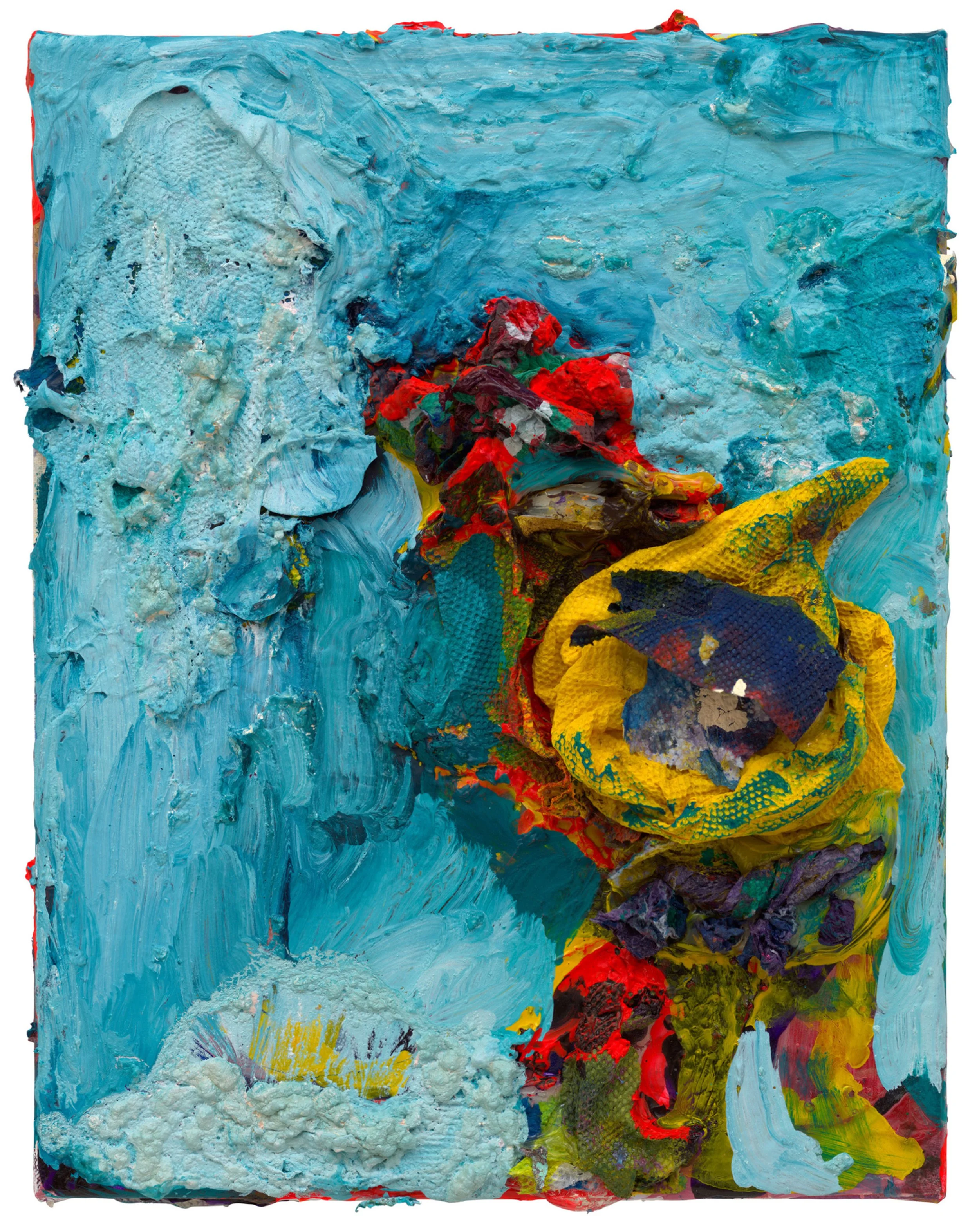 Drew Beattie and Ben Shepard  Seeker   2022 acrylic and collage on canvas 14 x 11 inches 