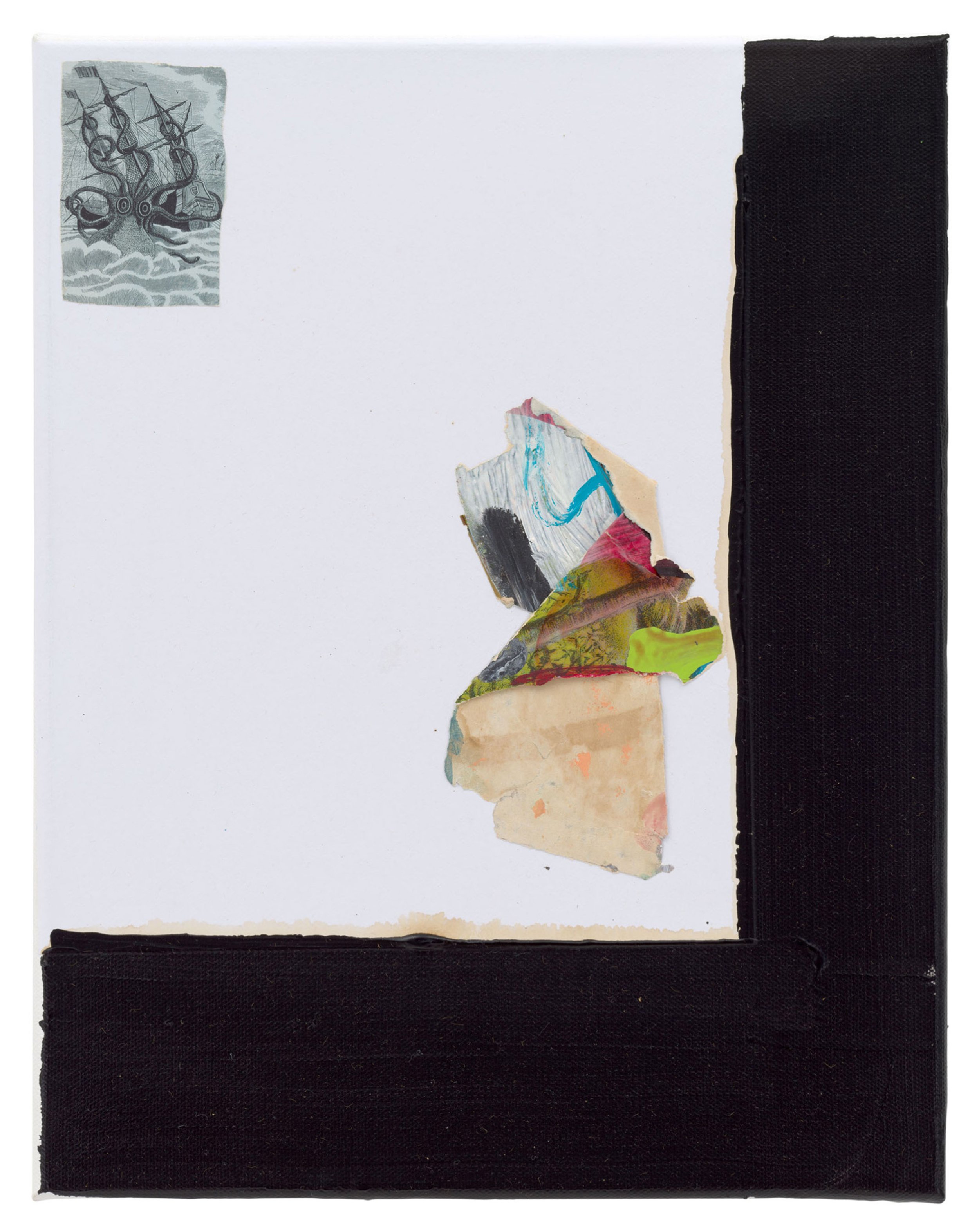  Drew Beattie  Squid Ship   2022 acrylic and collage on canvas 14 x 11 inches 