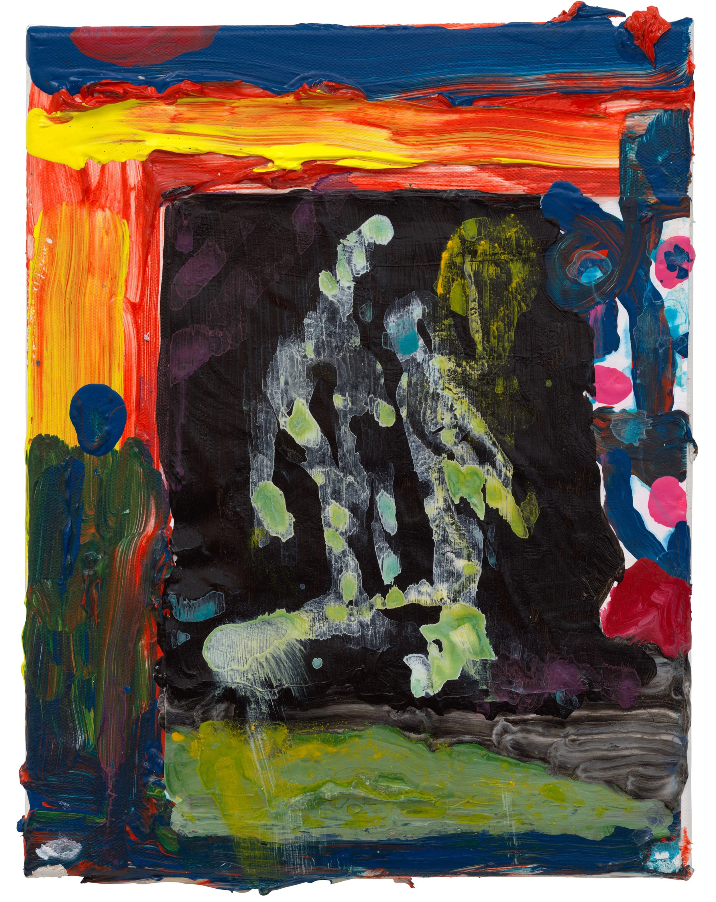  Drew Beattie and Ben Shepard  The Ending   2022 acrylic and collage on canvas 14 x 11 inches 