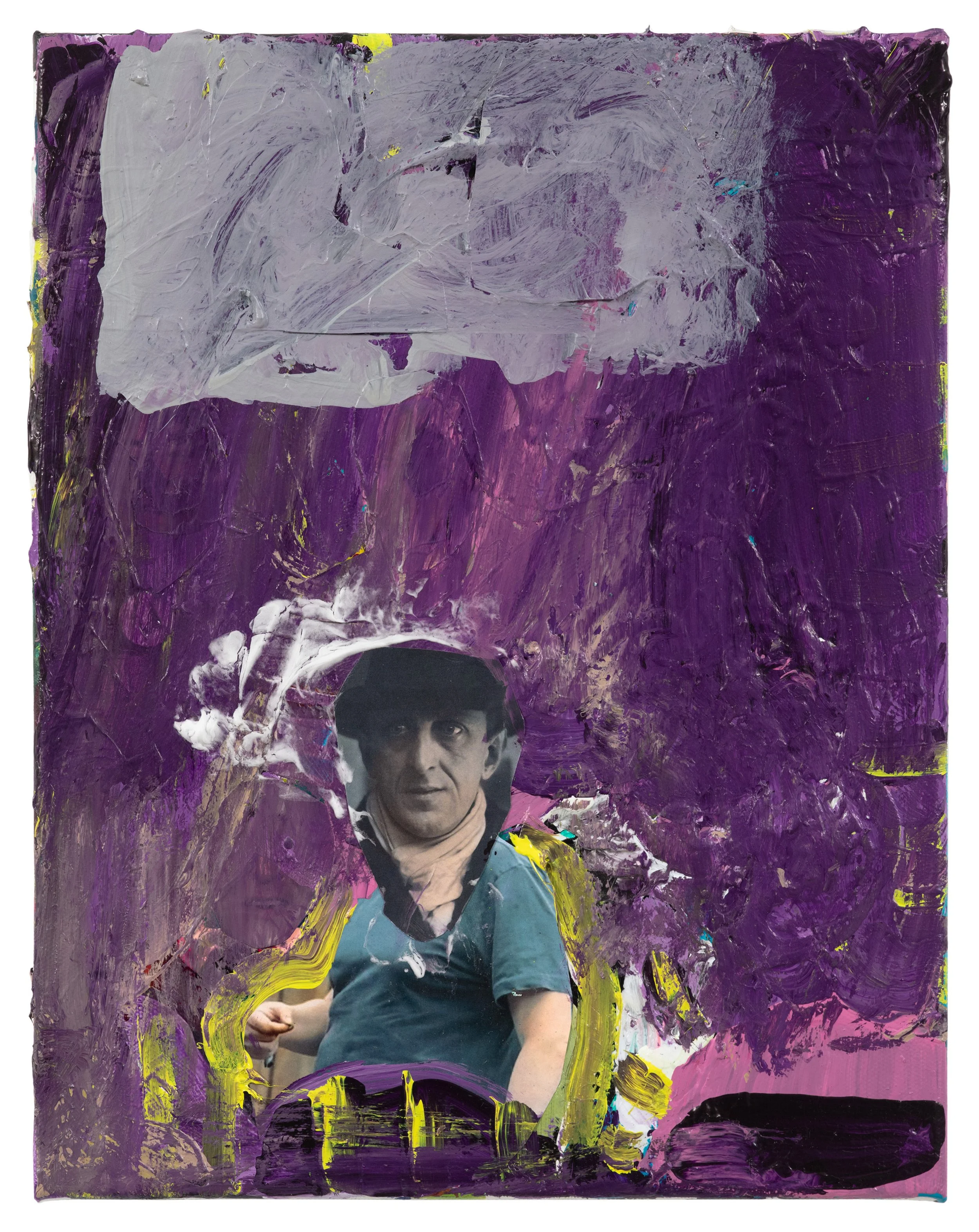  Drew Beattie and Ben Shepard  Hard Cloud   2021 acrylic and collage on canvas 14 x 11 inches 