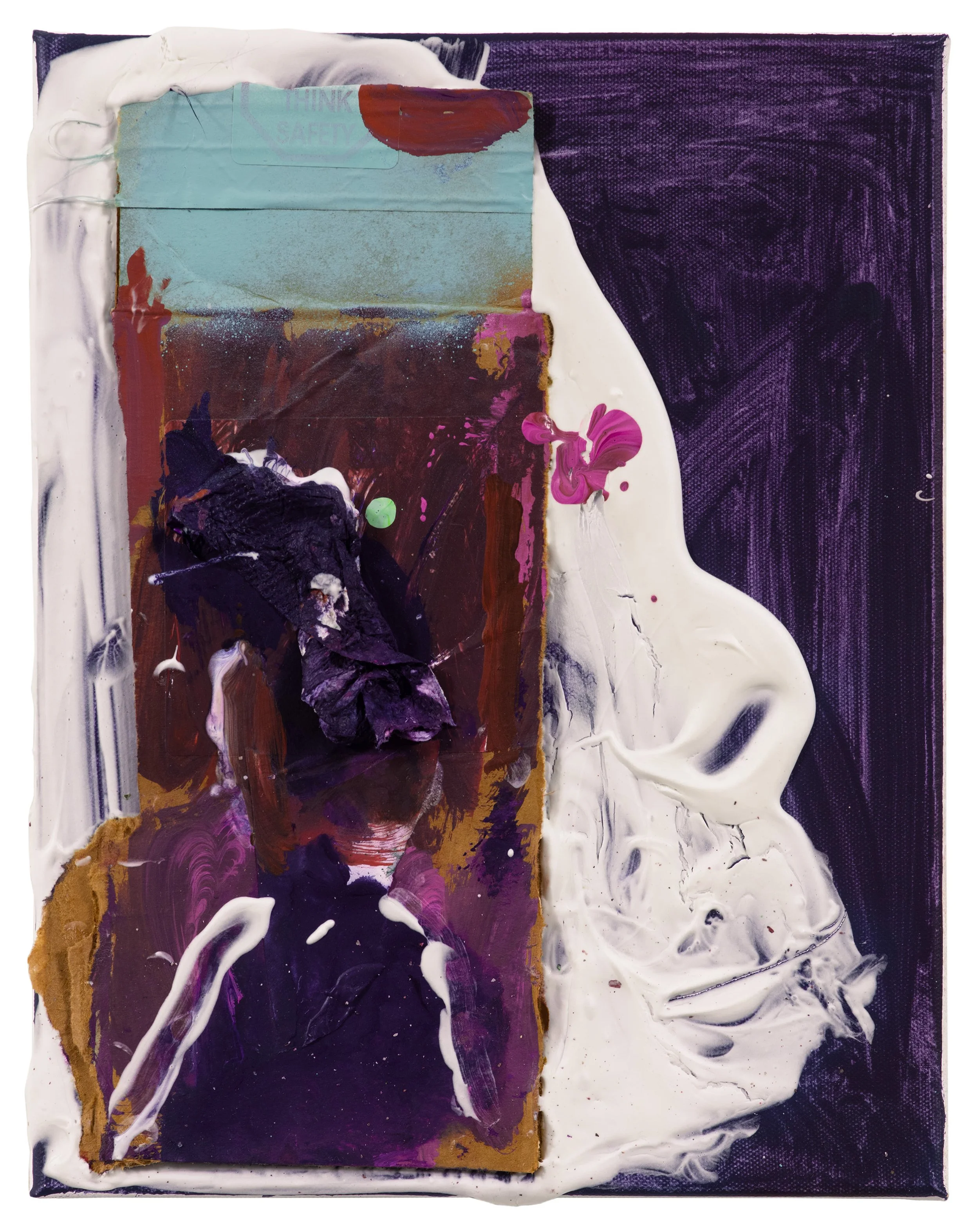  Drew Beattie and Ben Shepard  Bill and Bill   2021 acrylic, spray paint and collage on canvas 14 x 11 inches 