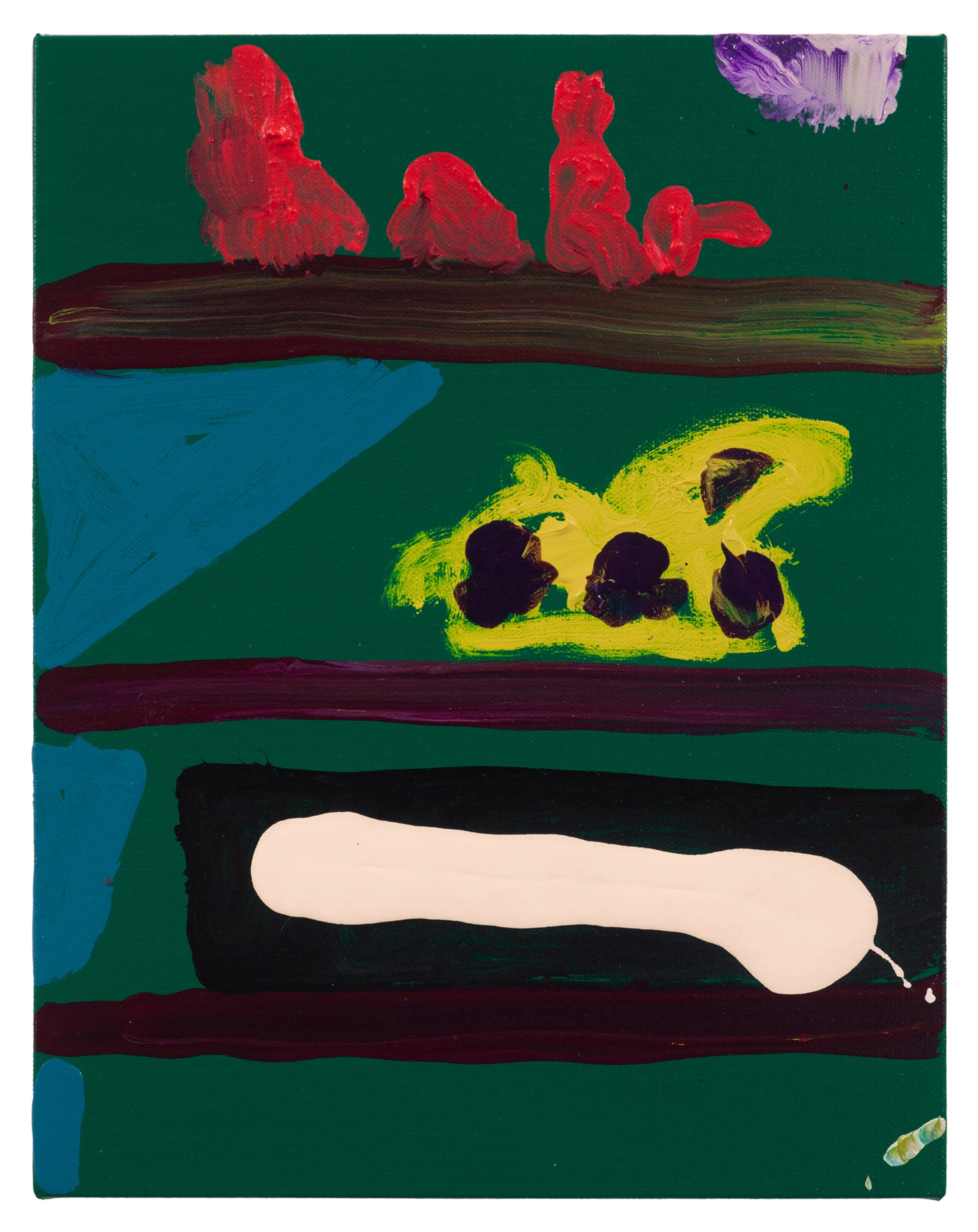  Drew Beattie and Ben Shepard  Small Shelves on Dark Green   2021 acrylic on canvas 14 x 11 inches 