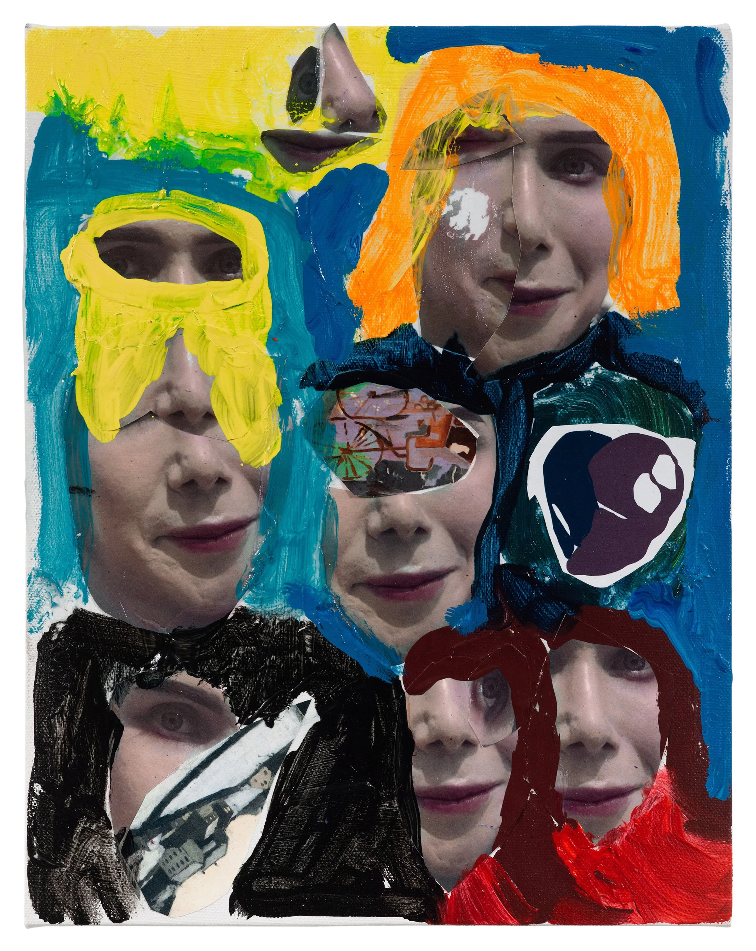  Drew Beattie and Ben Shepard  Next Door Last Night   2021 acrylic and collage on canvas 14 x 11 inches 
