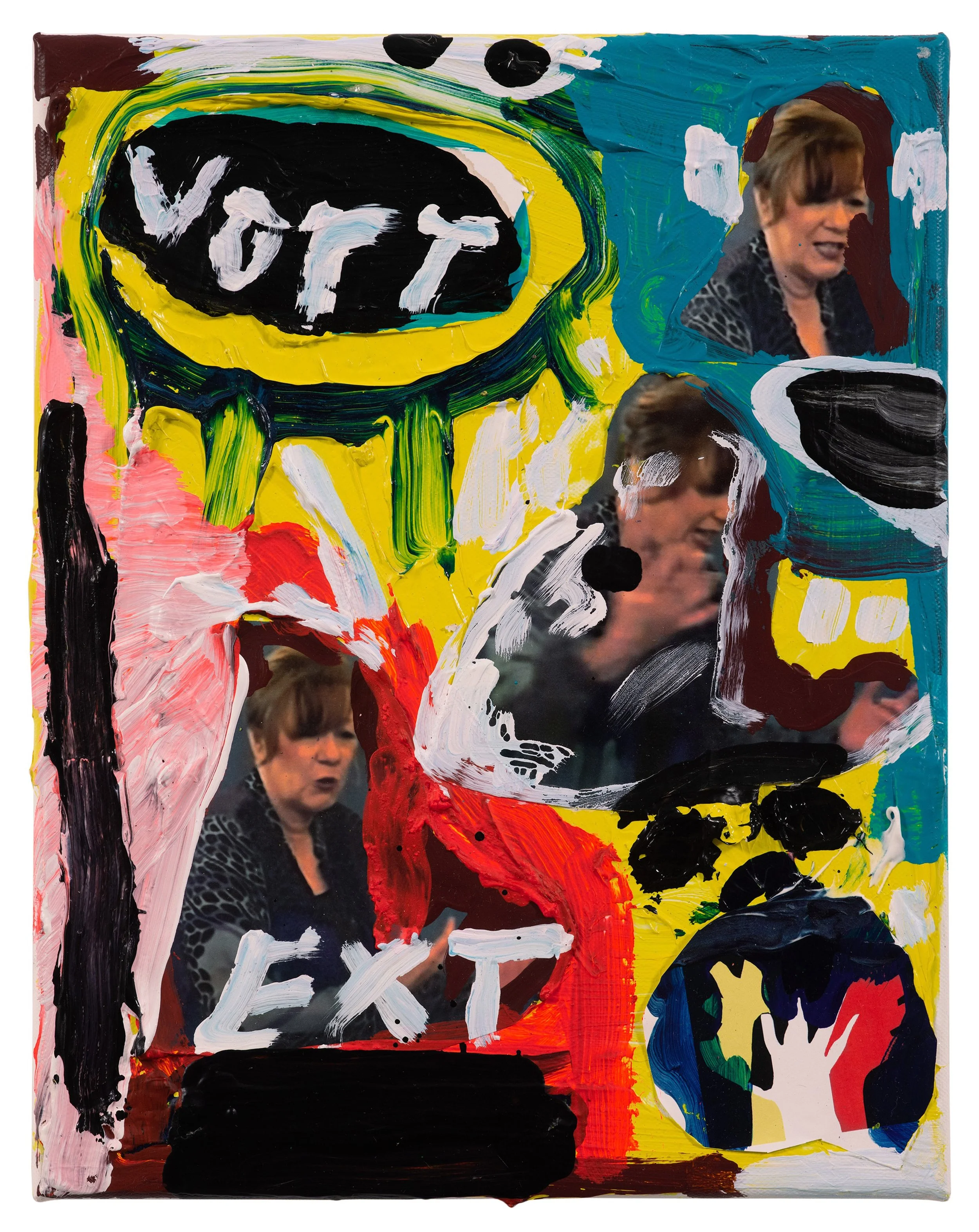  Drew Beattie and Ben Shepard  The Lecture   2021 acrylic and collage on canvas 14 x 11 inches 