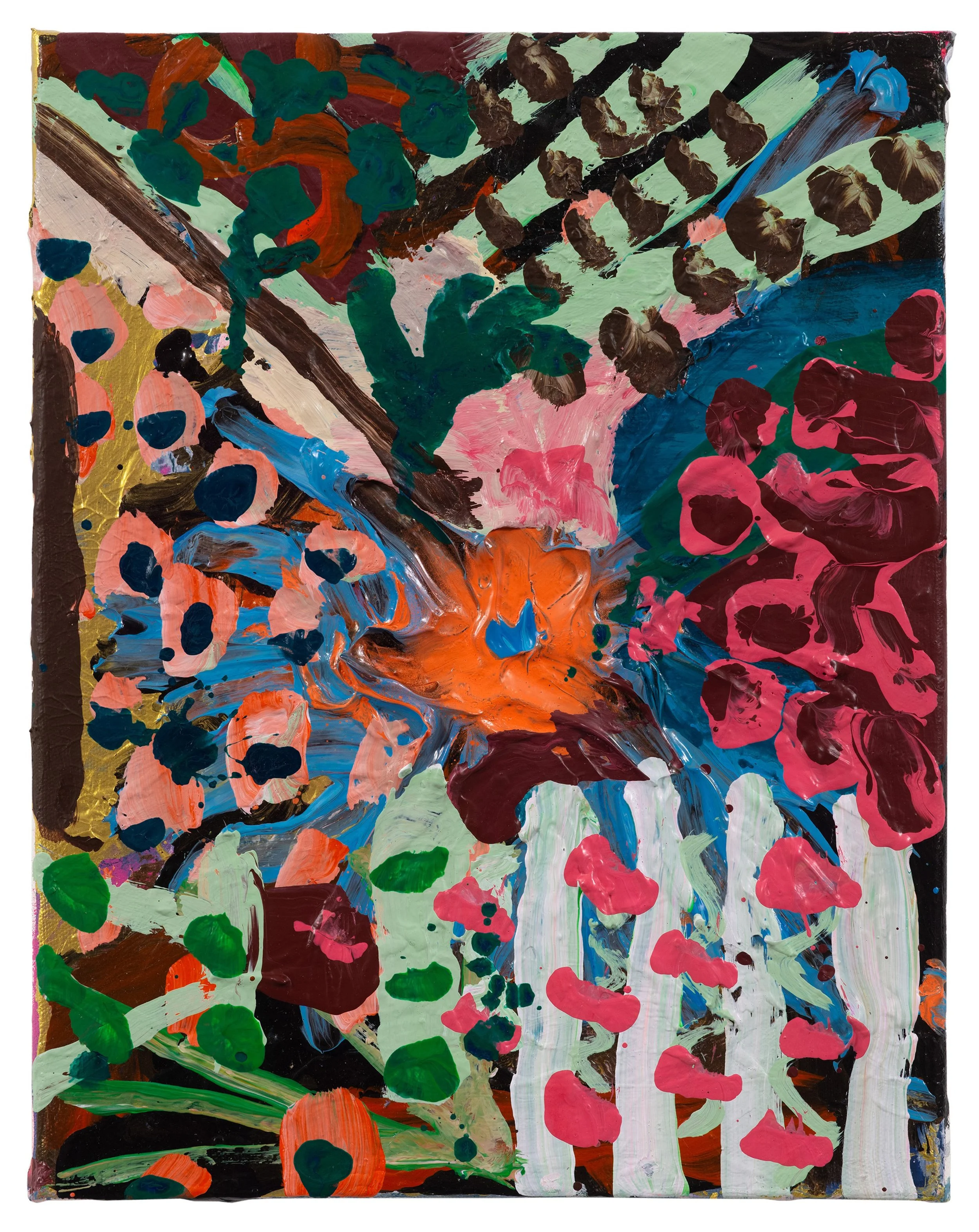  Drew Beattie and Ben Shepard  The Flowers   2021 acrylic and spray paint on canvas 14 x 11 inches 