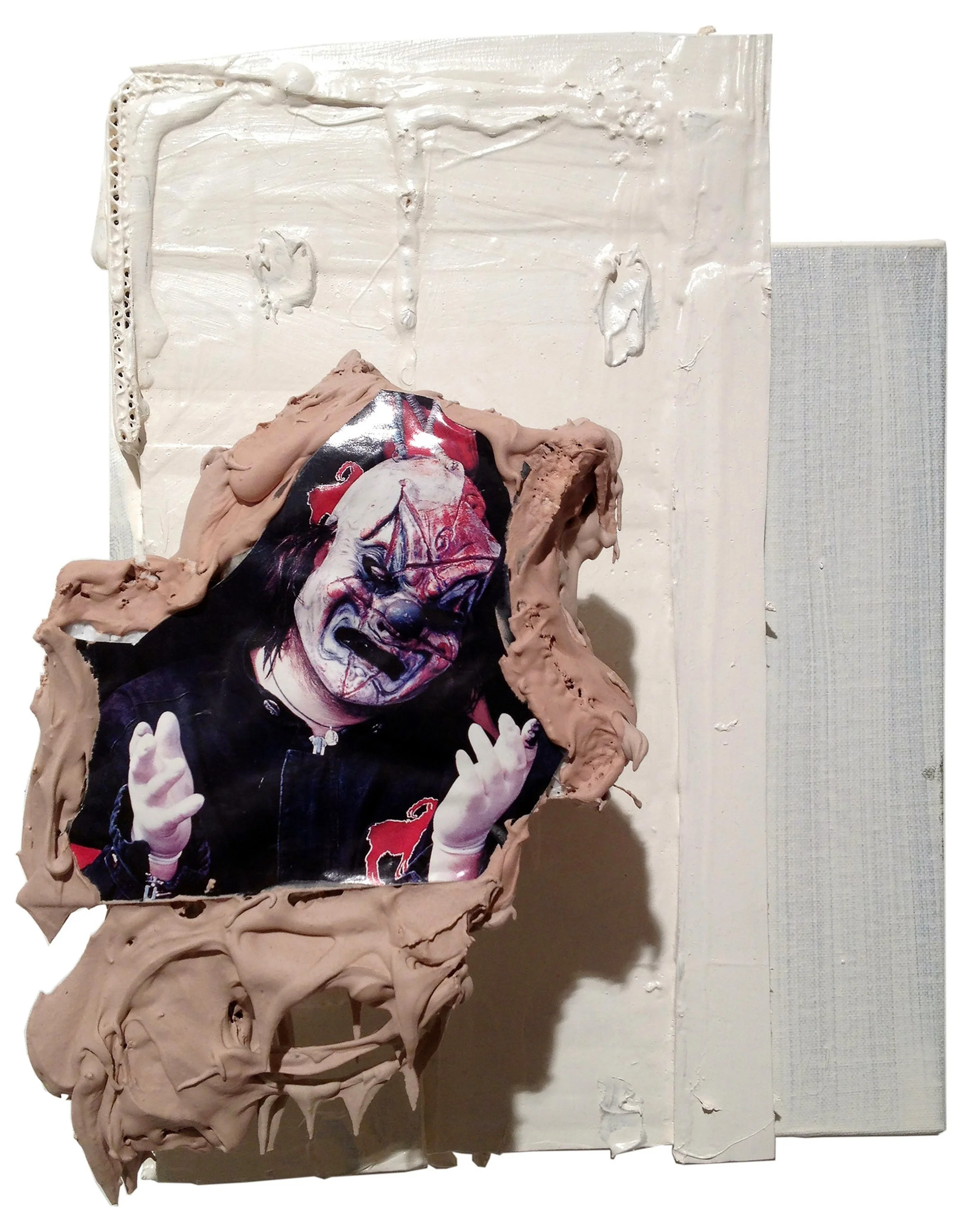 Drew Beattie  Misery   2009 acrylic, bondo and collage on canvas 17 x 12 inches 