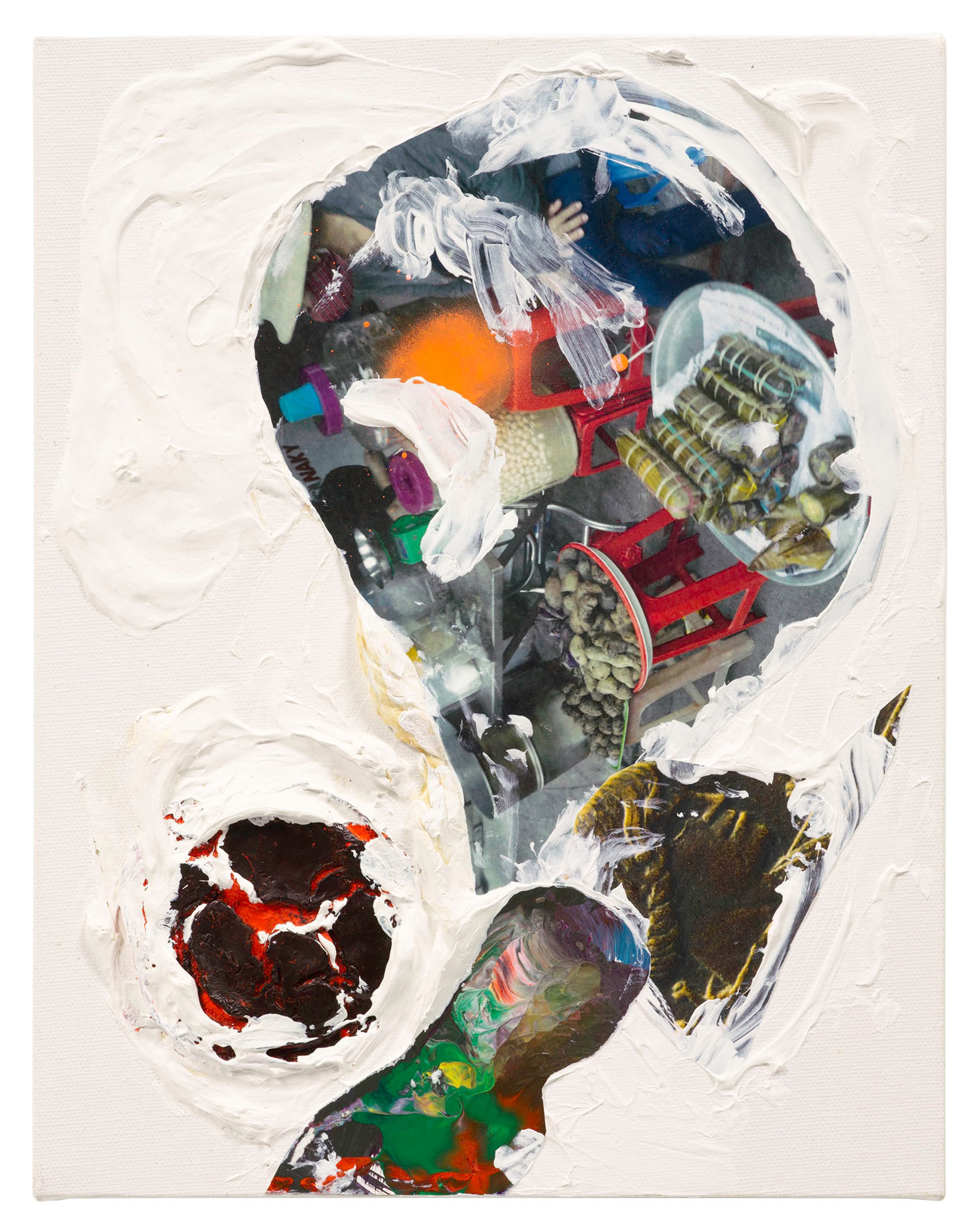  Drew Beattie  All-Night Finder   2020 acrylic and collage on canvas 14 x 11 inches 