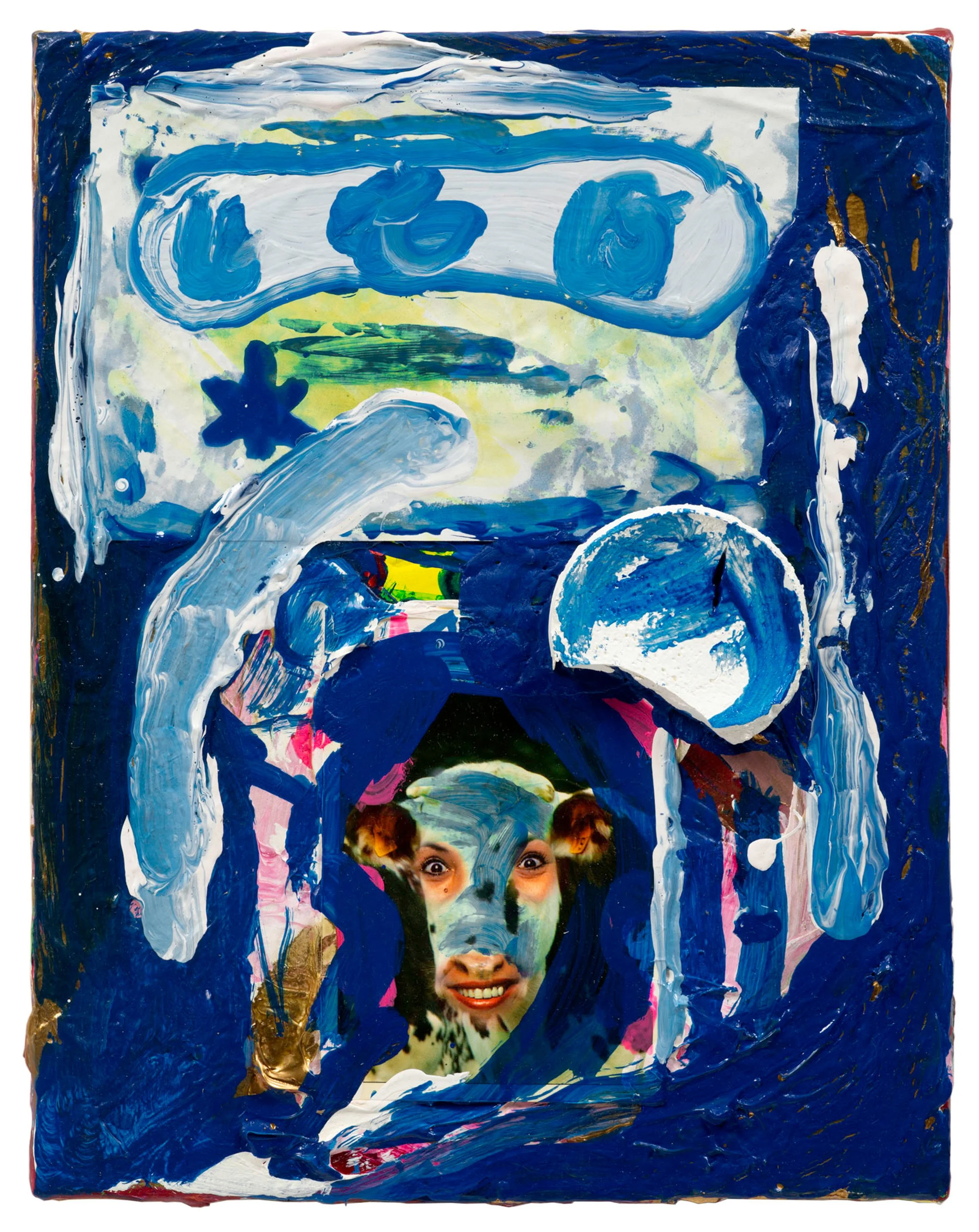  Drew Beattie  Luke the Cow   2020 acrylic and collage on canvas 14 x 11 inches 