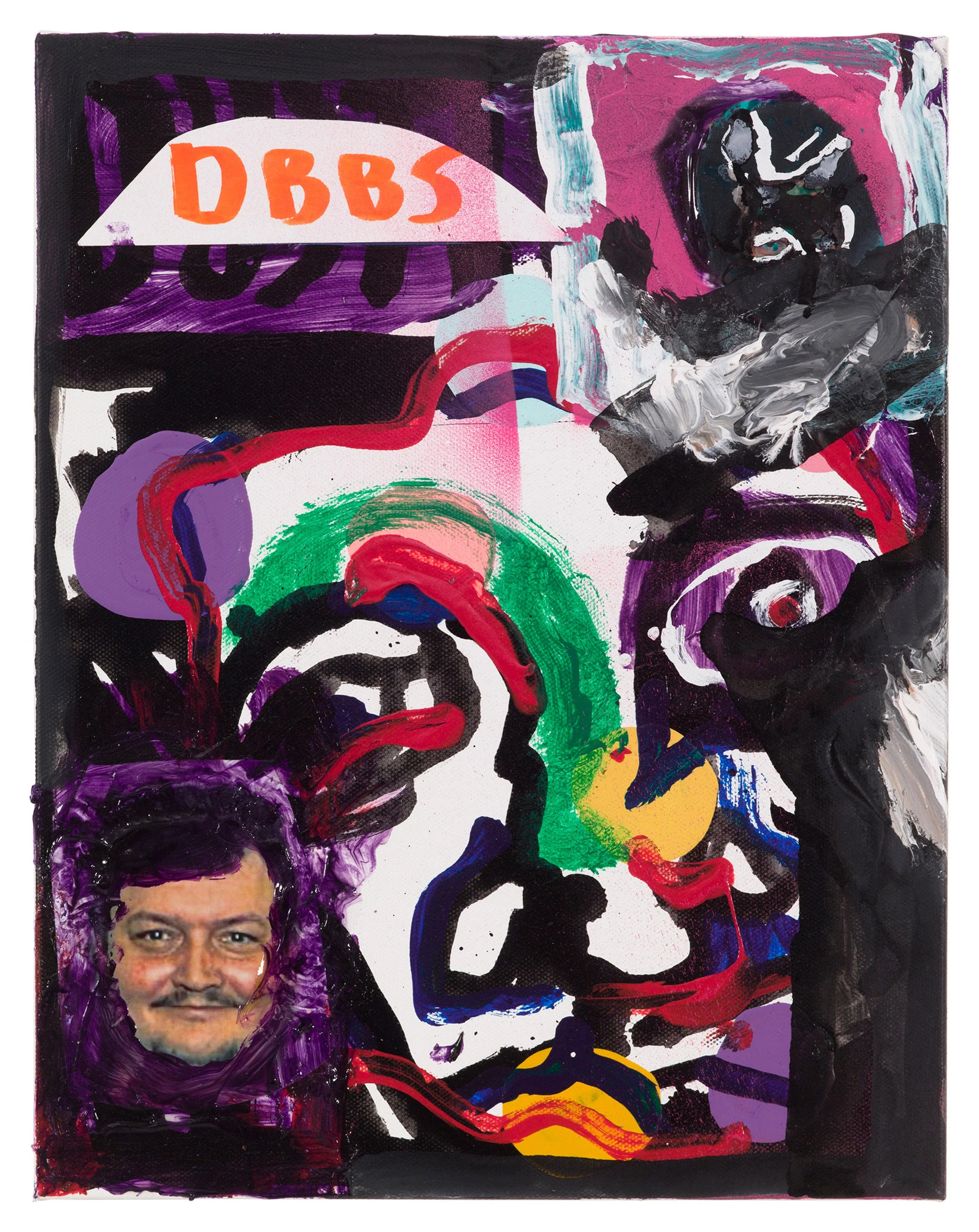  Drew Beattie and Ben Shepard  Roy’s Egg   2019 acrylic and collage on canvas 14 x 11 inches 
